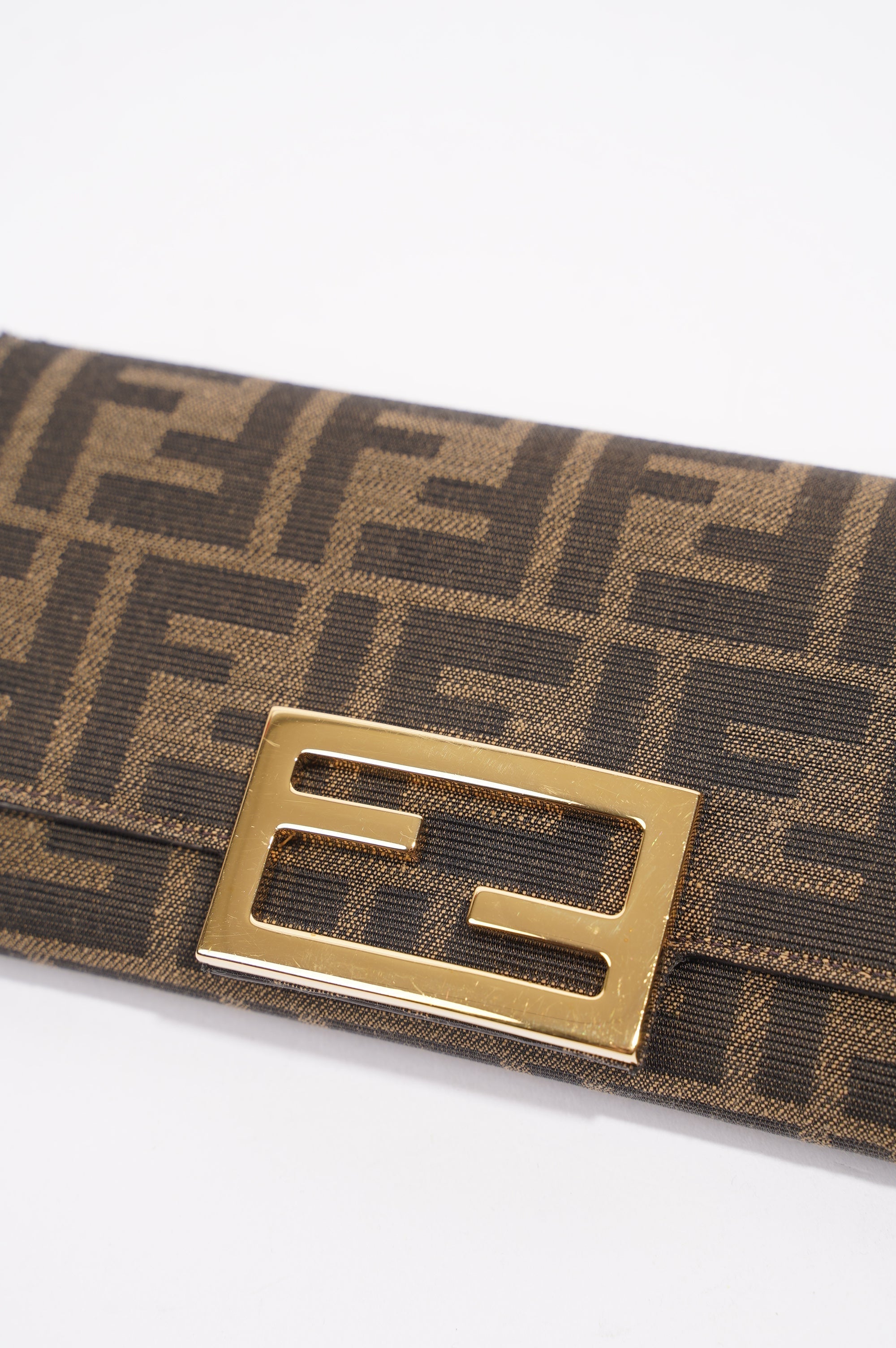 Fendi Womens Continental With Chain Monogram Canvas