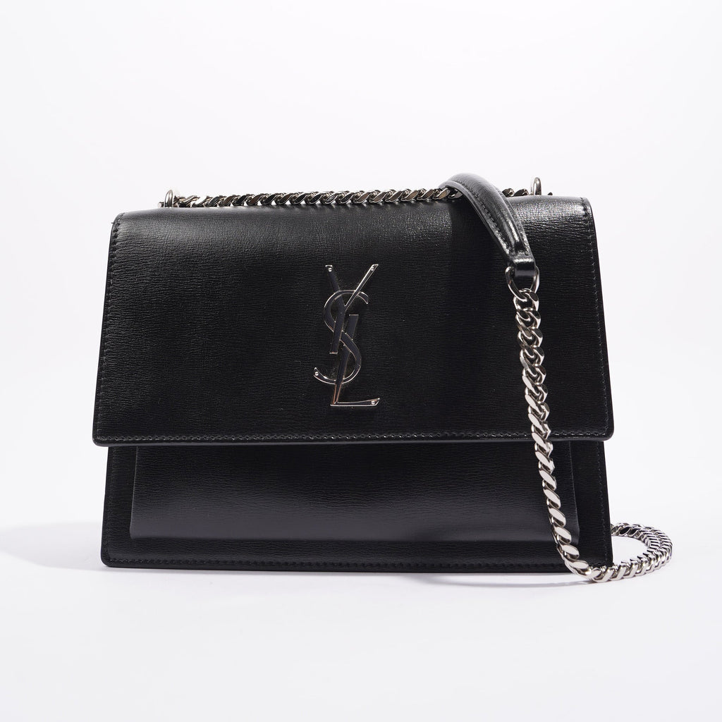 Saint Laurent Womens Sunset Chain Bag Black / Silver Medium