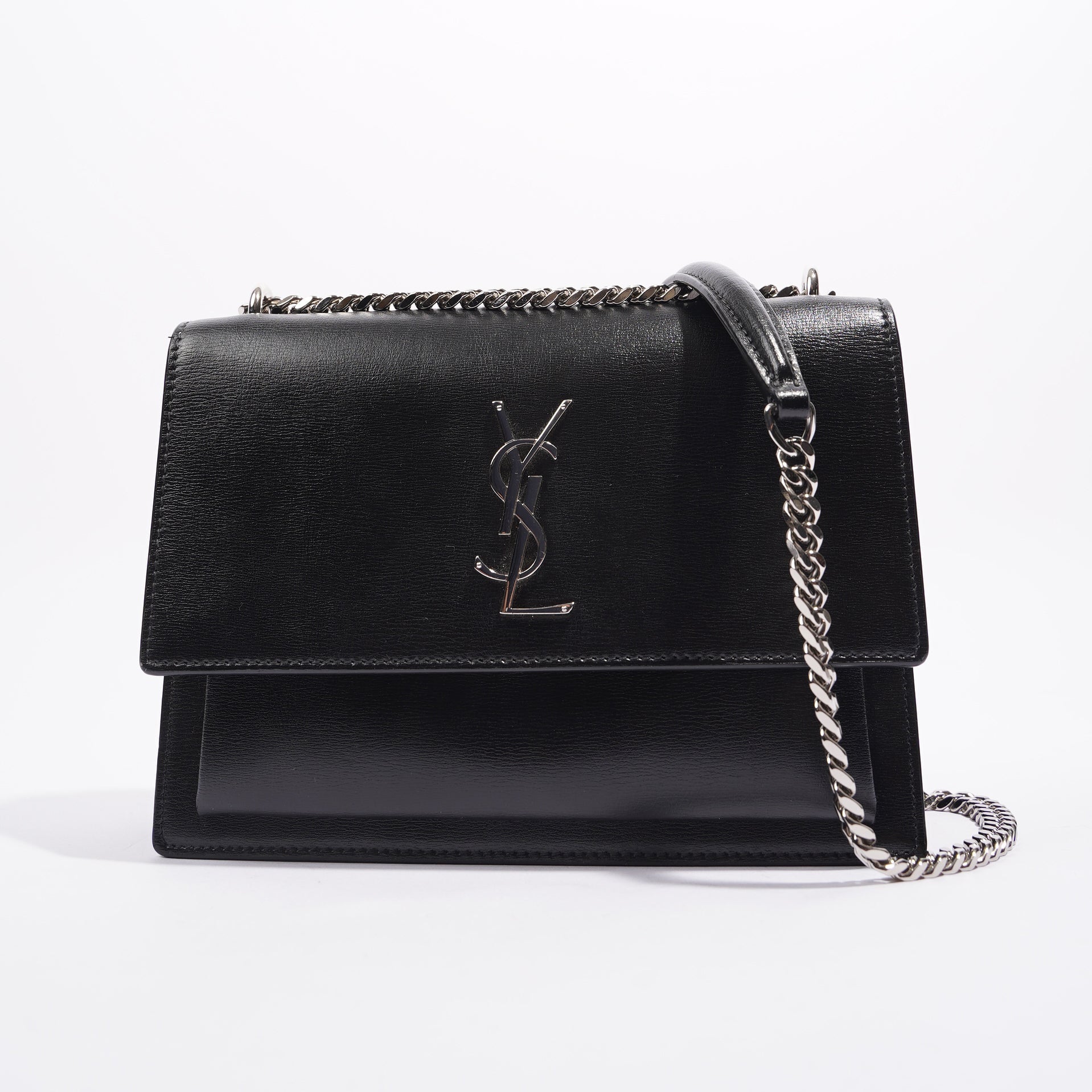 Saint Laurent Womens Sunset Chain Bag Black / Silver Medium