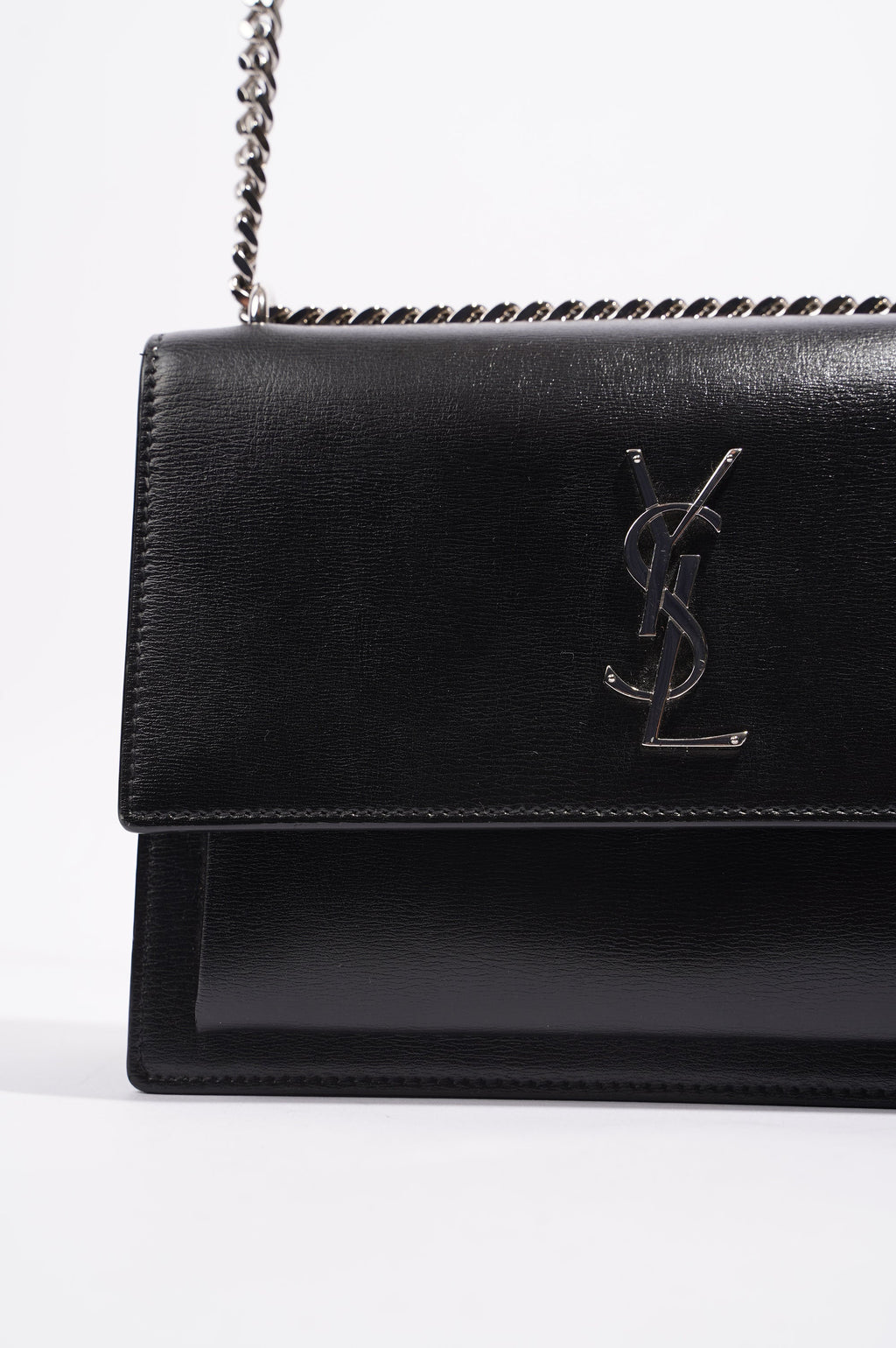 Saint Laurent Womens Sunset Chain Bag Black / Silver Medium