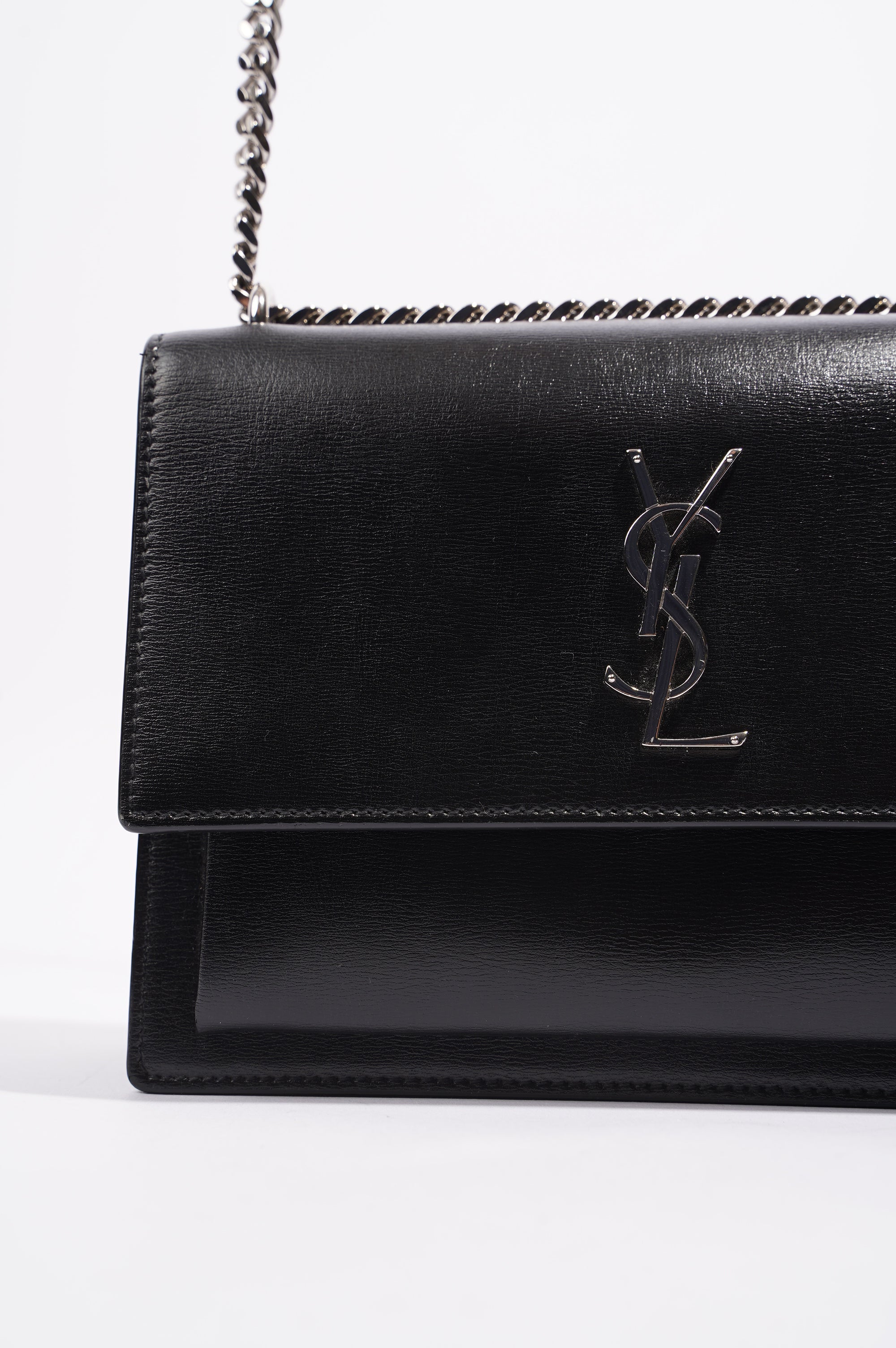 Saint Laurent Womens Sunset Chain Bag Black / Silver Medium