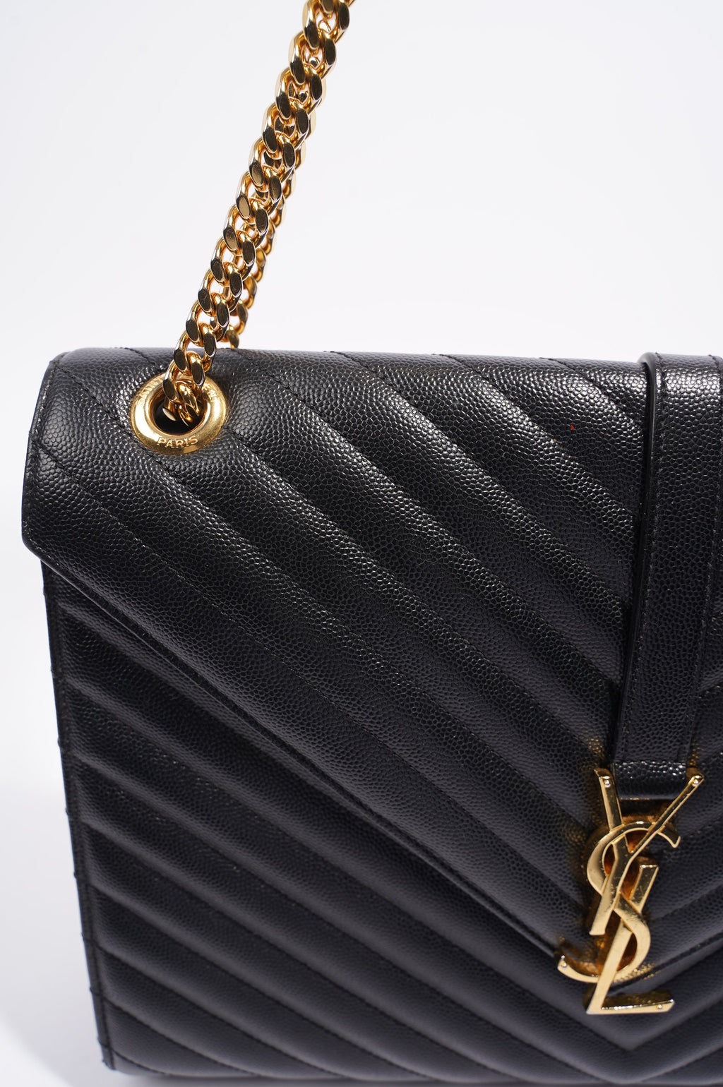 Saint Laurent Womens Envelope Bag Black Leather Large