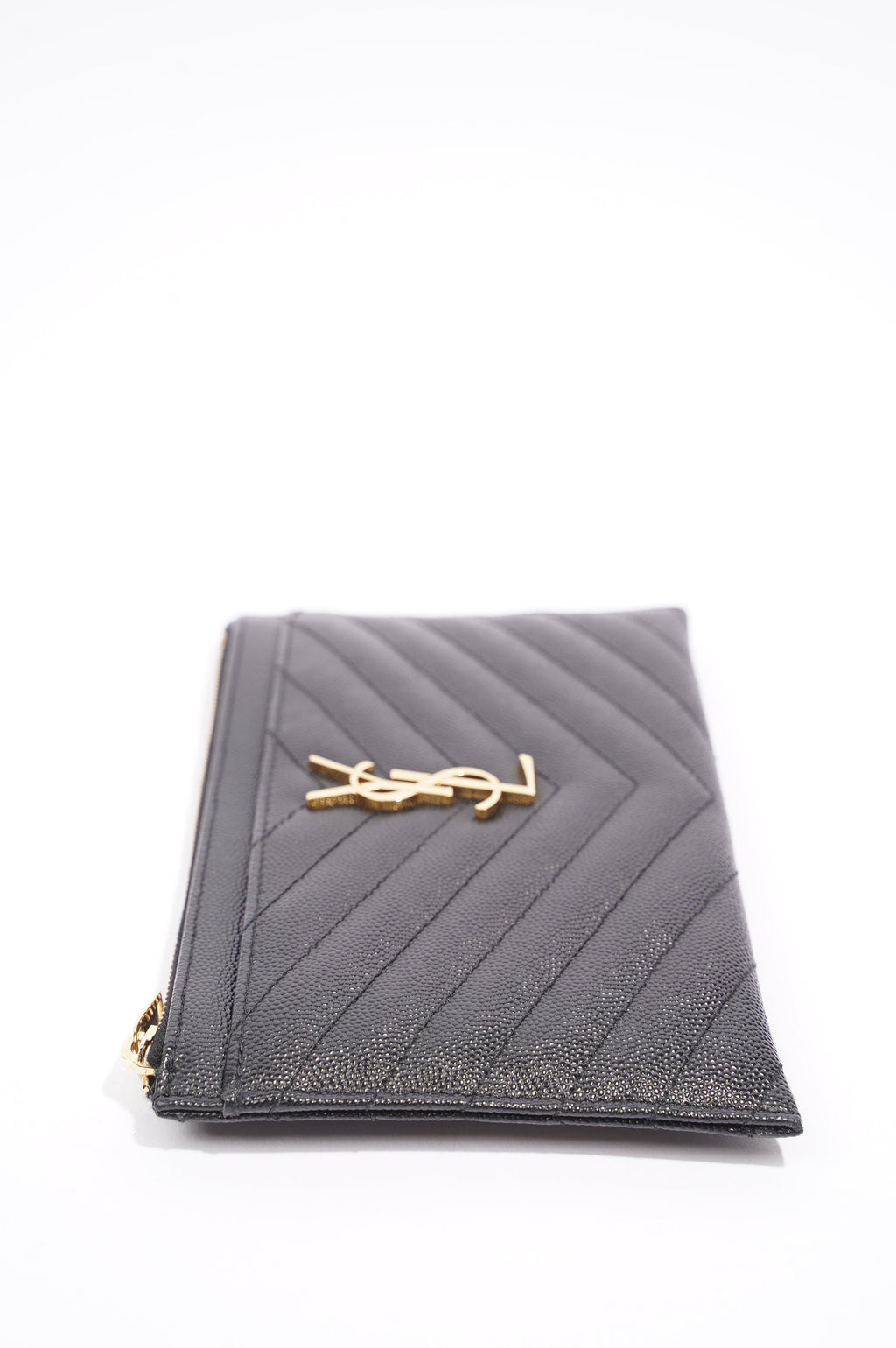 Saint Laurent Cassandre Zipped Pouch Black Leather