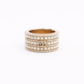 Chanel Micro Pearls Row Ring Champagne Gold Finish