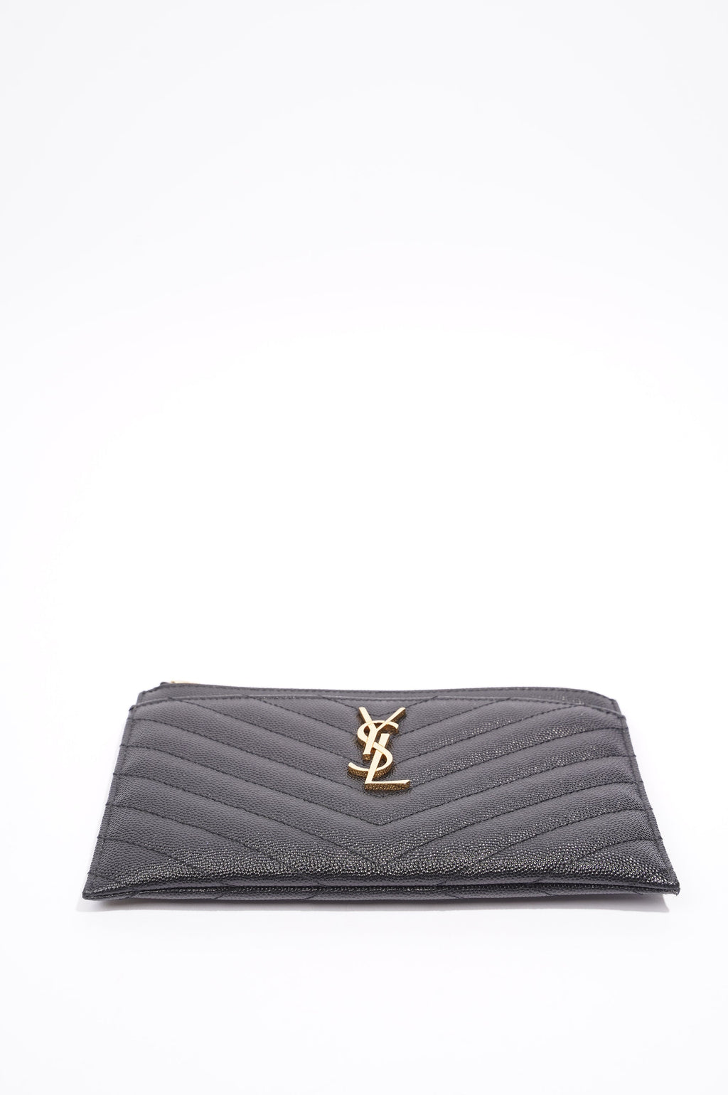 Saint Laurent Cassandre Zipped Pouch Black Leather