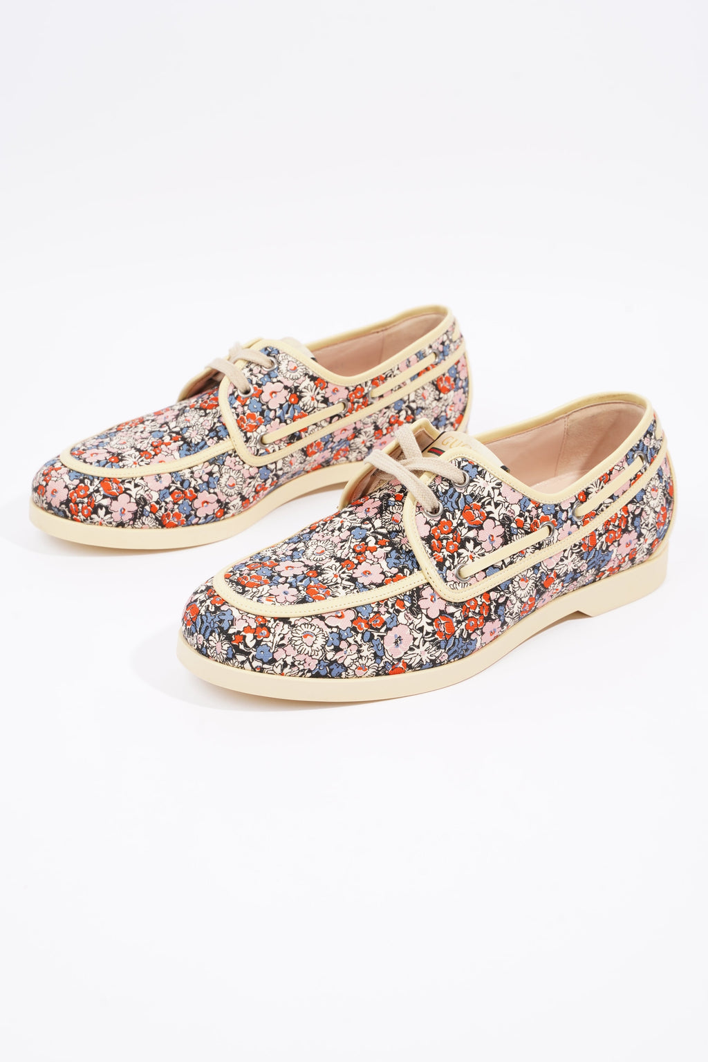 Gucci Mens Lace Up Boat Shoe Floral EU 41.5 / UK 7.5