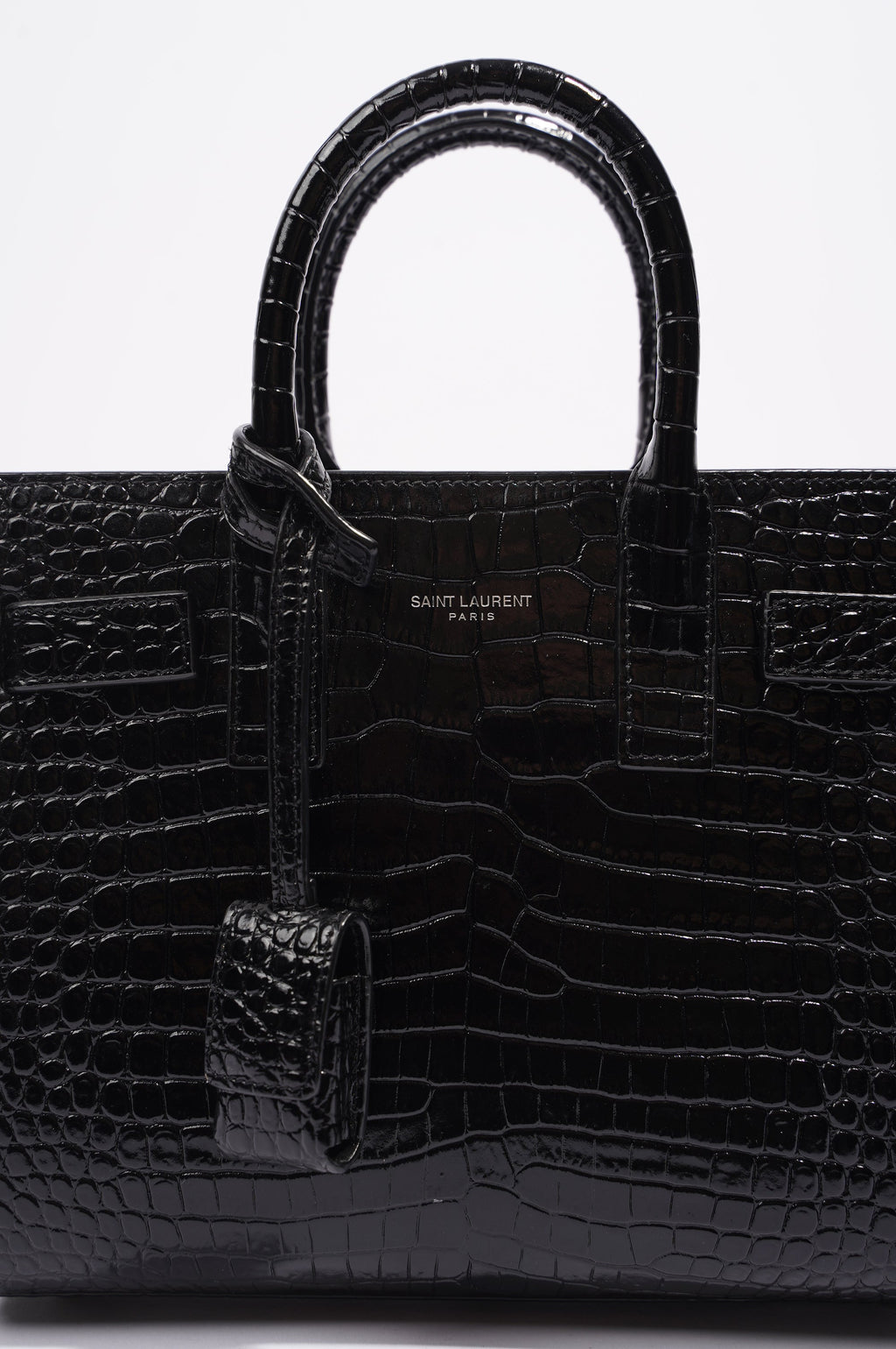 Saint Laurent Womens Sac De Jour Black Embossed Leather Nano