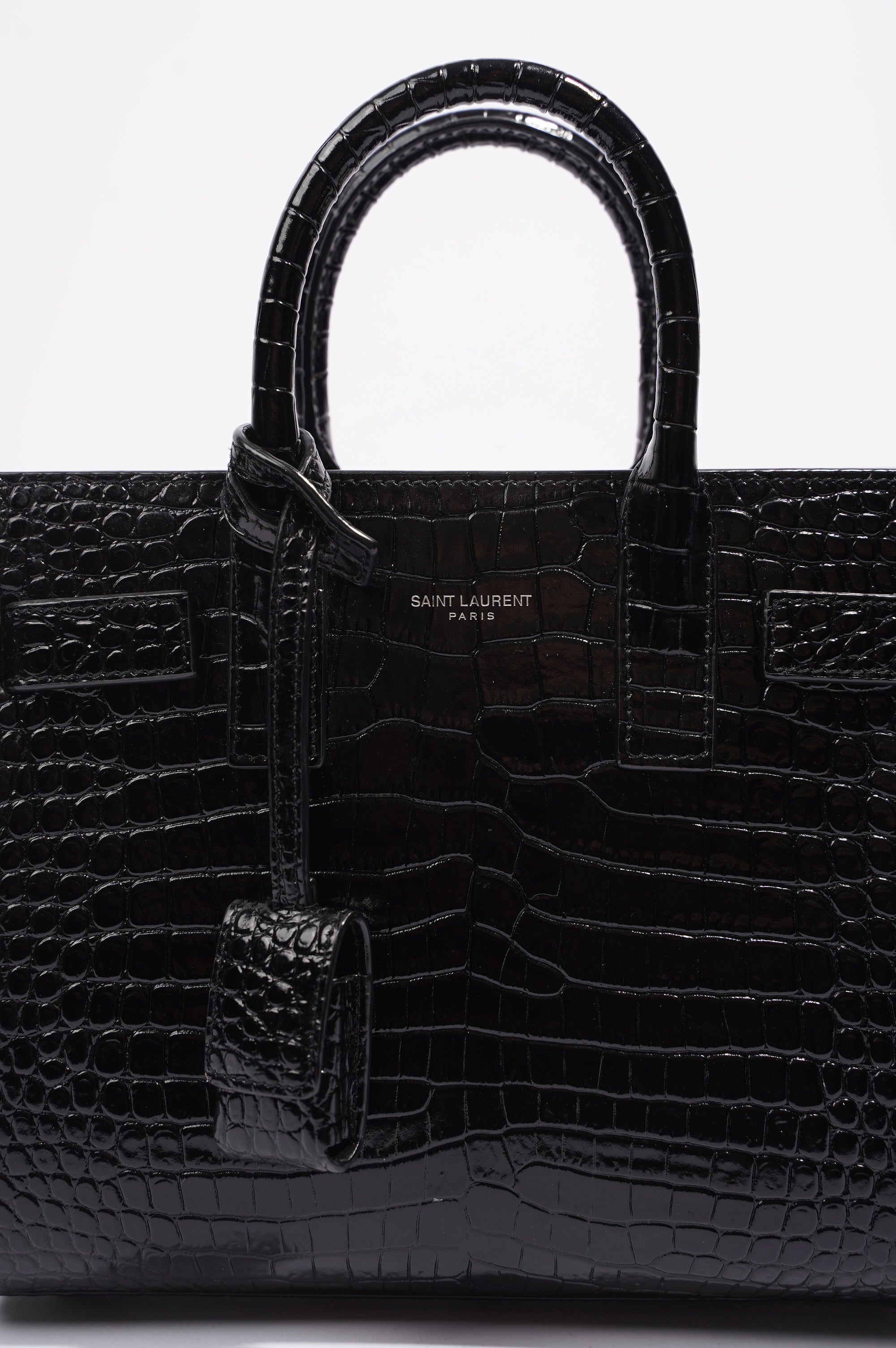 Saint Laurent Womens Sac De Jour Black Embossed Leather Nano