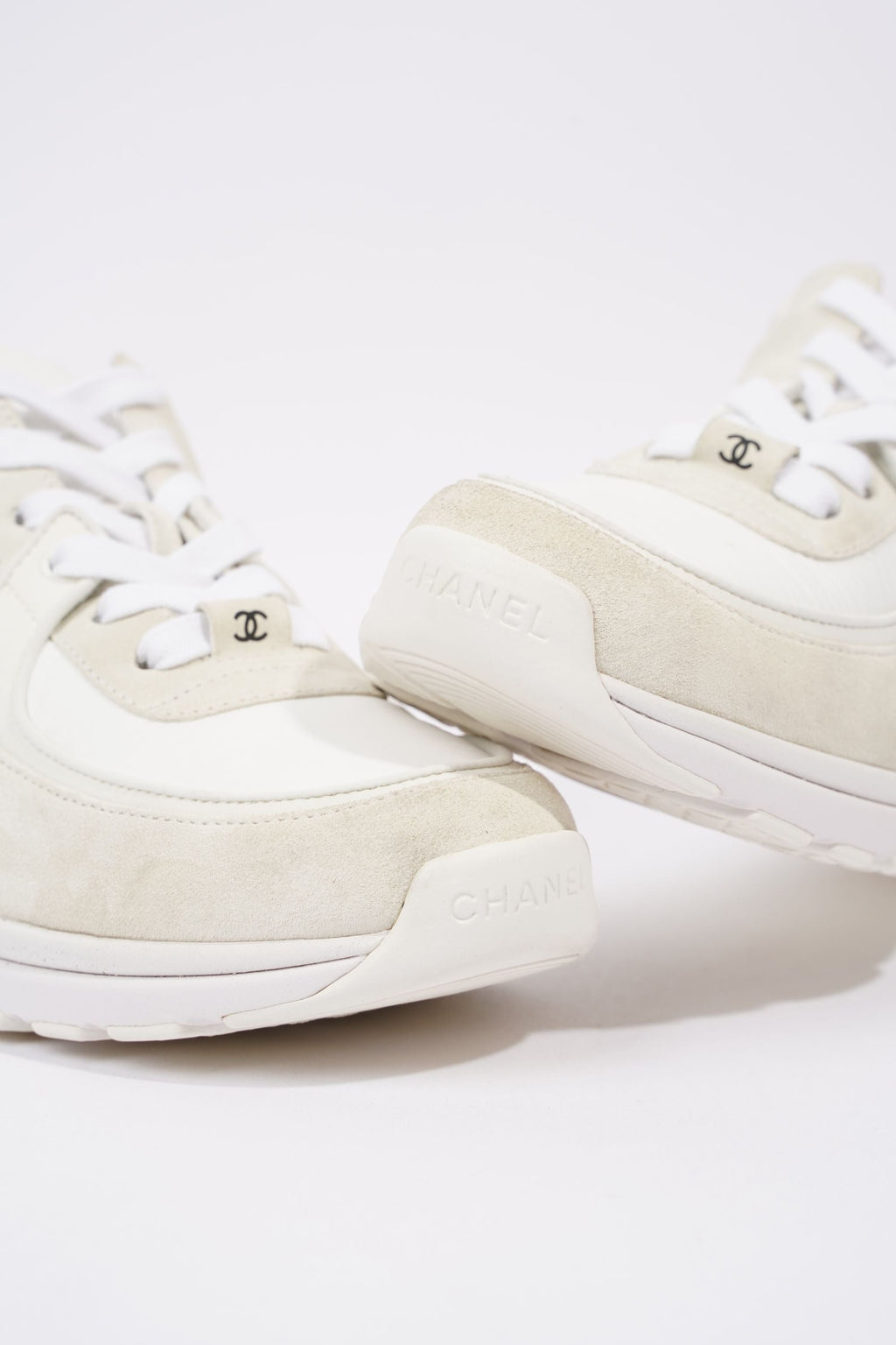 Chanel Womens CC Runners White / Cream EU 38.5 / UK 5.5