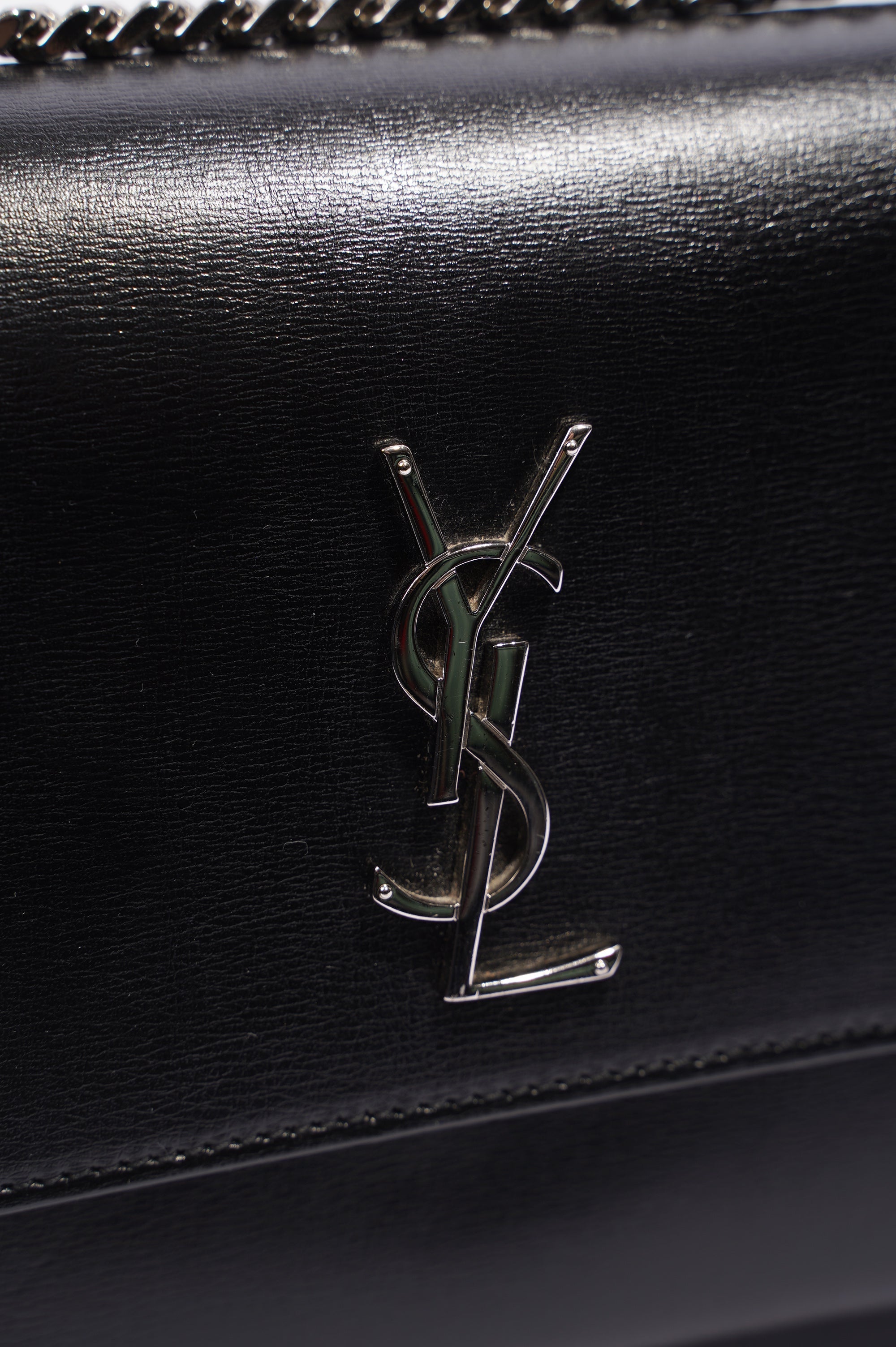 Saint Laurent Womens Sunset Chain Bag Black / Silver Medium