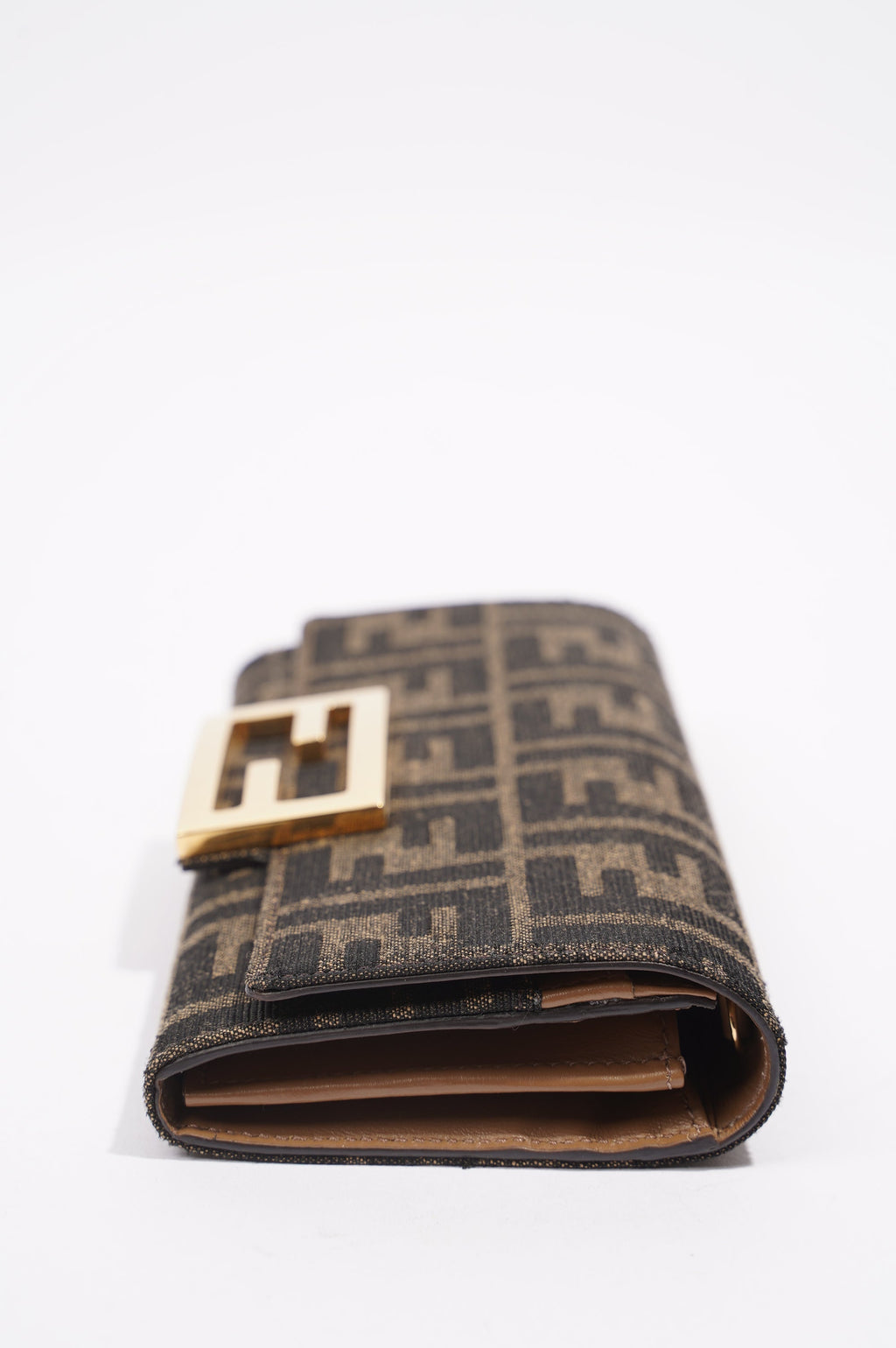Fendi Womens Continental With Chain Monogram Canvas