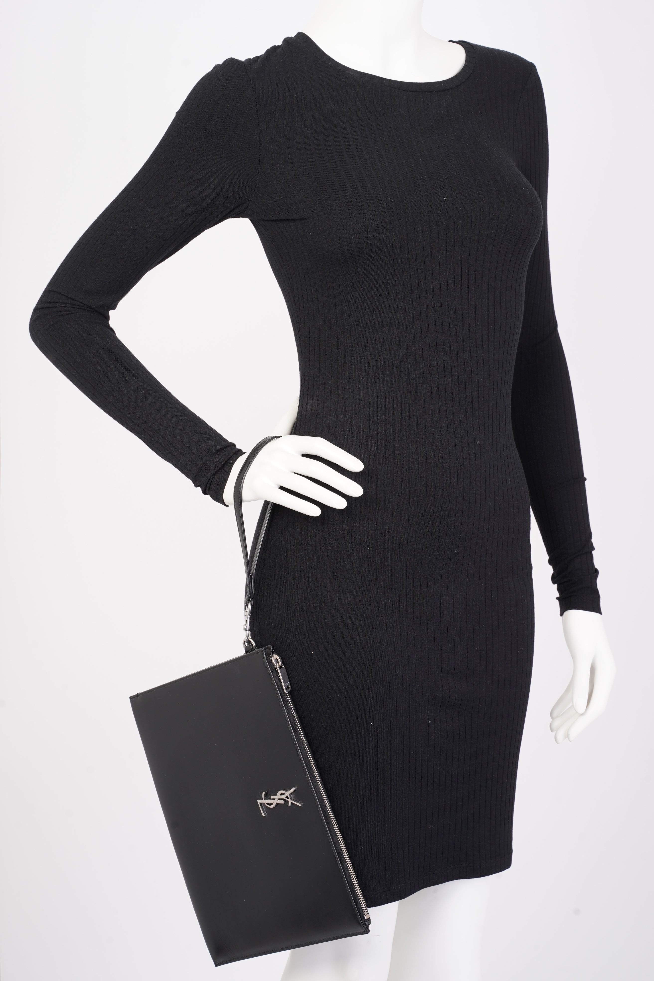 Saint Laurent Clutch Black Calfskin Leather