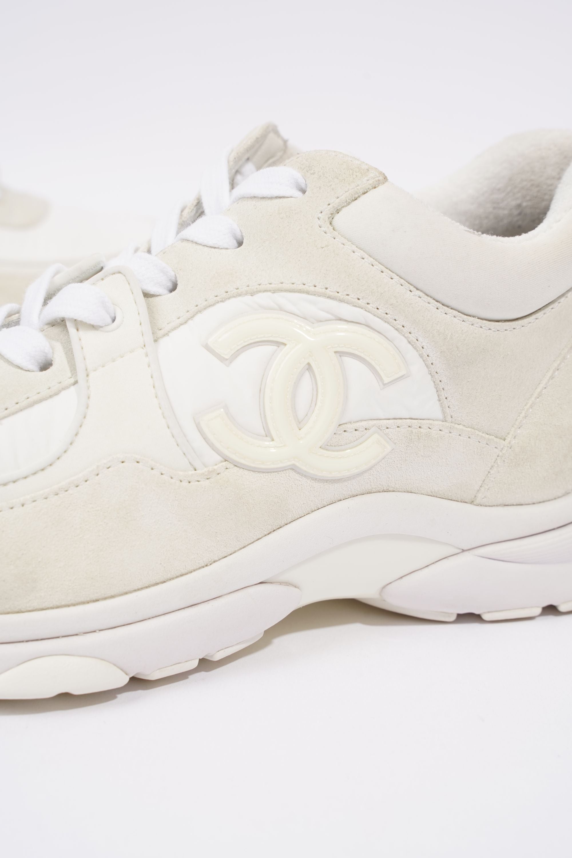 Chanel Womens CC Runners White / Cream EU 38.5 / UK 5.5
