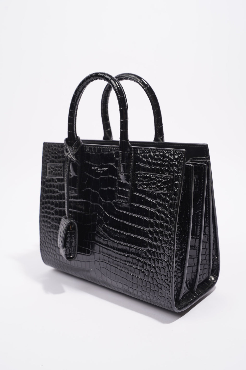 Saint Laurent Womens Sac De Jour Black Embossed Leather Nano