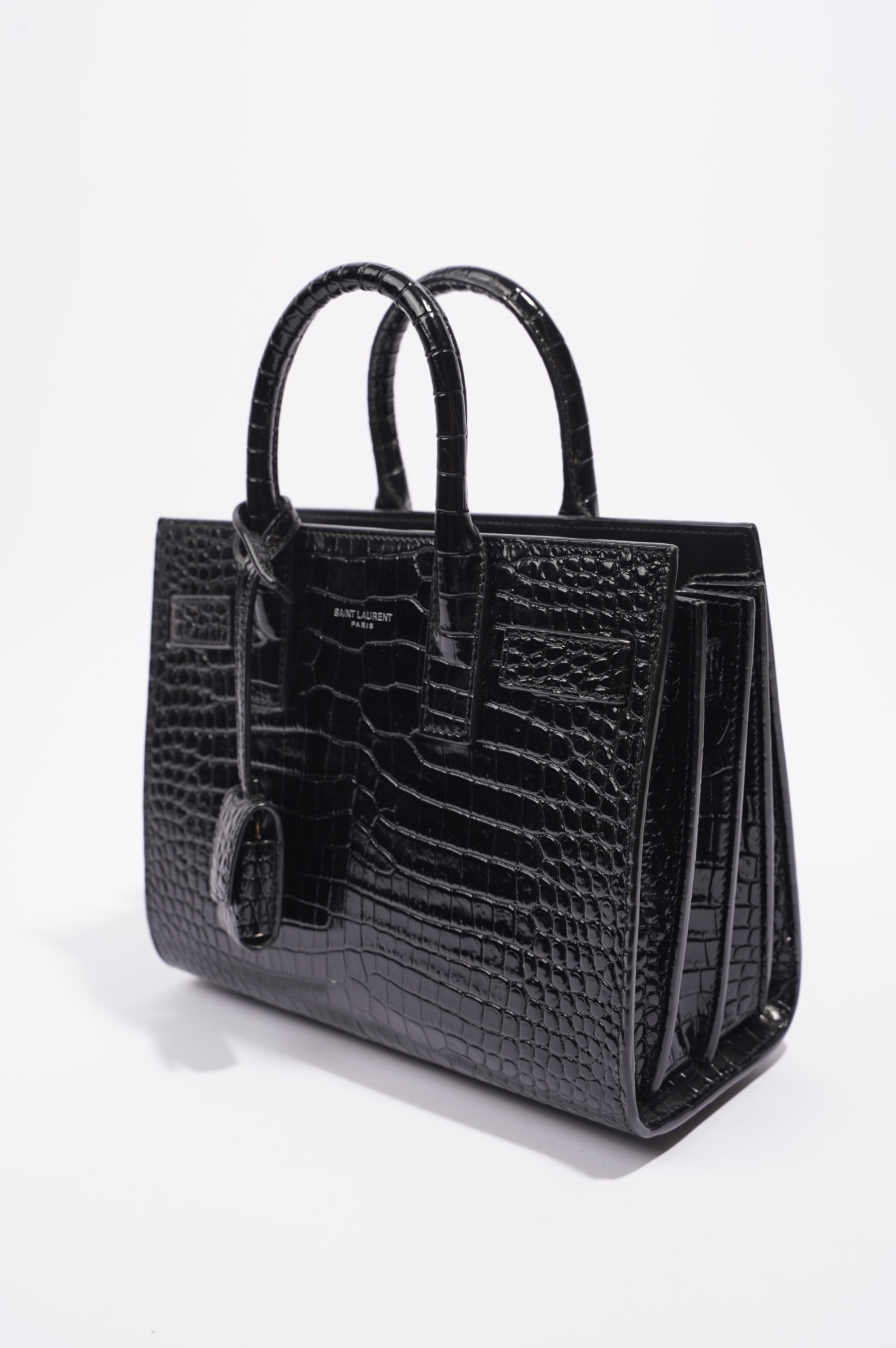 Saint Laurent Womens Sac De Jour Black Embossed Leather Nano