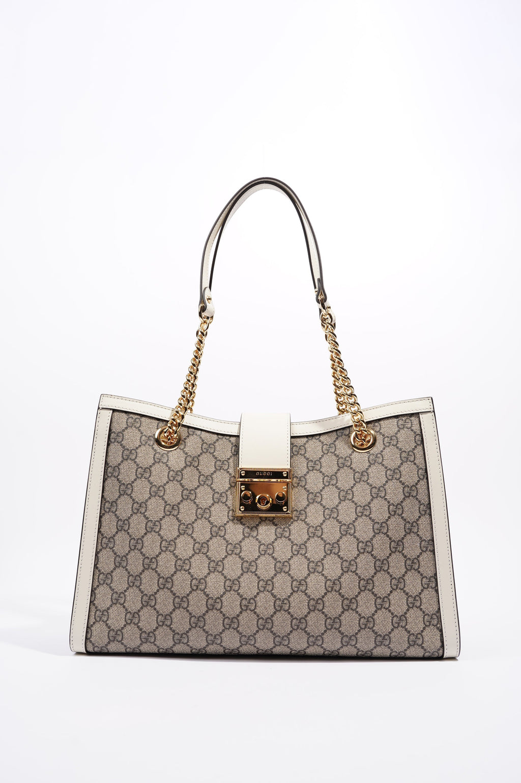 Gucci Womens Padlock Bag Supreme Cream Medium