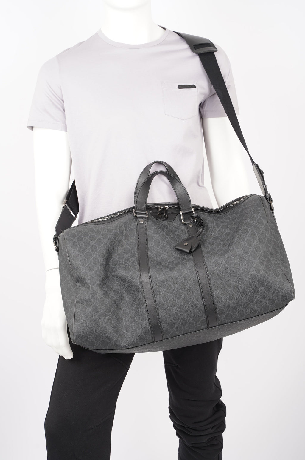 Gucci Mens GG Duffle Bag Grey Canvas