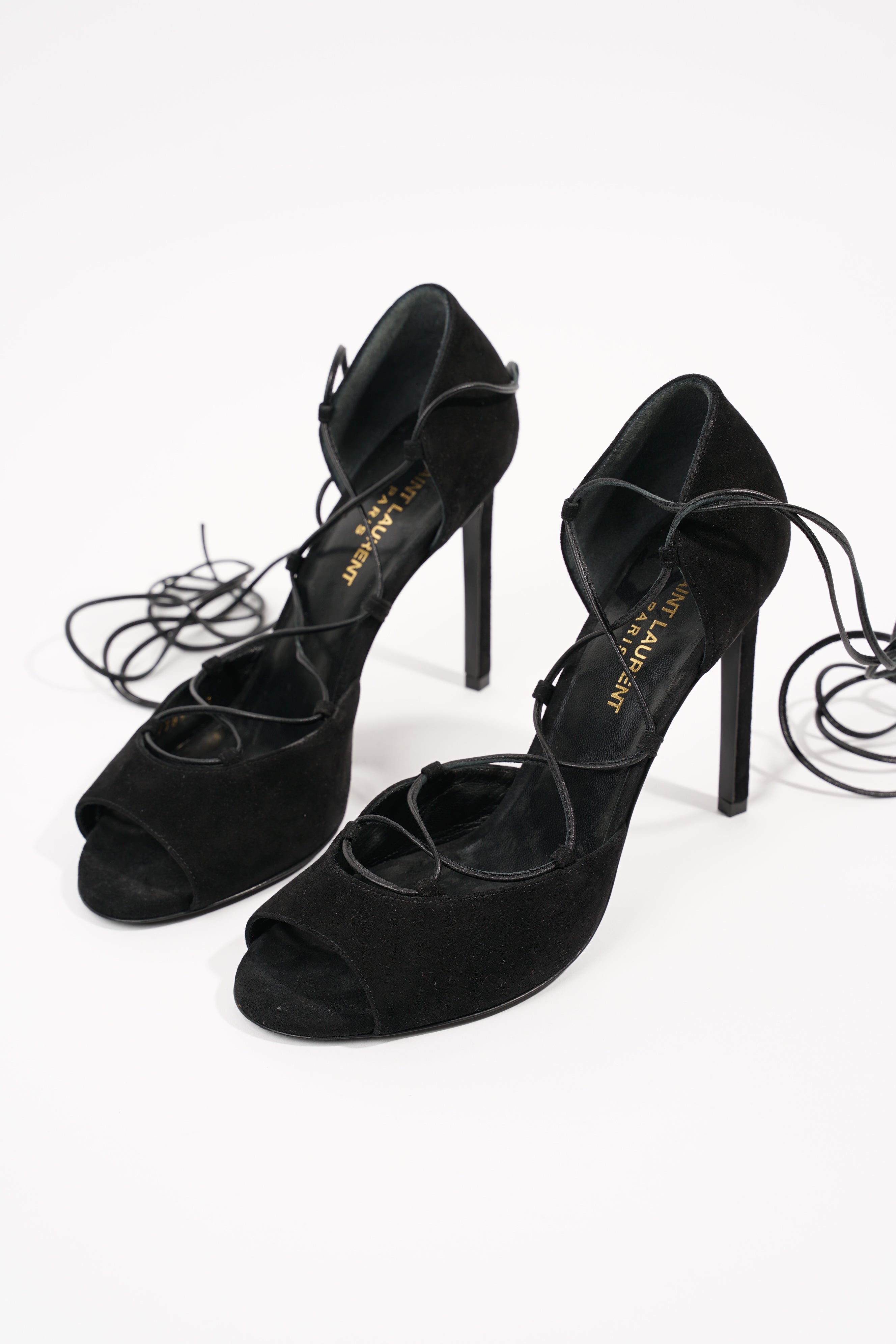 Saint Laurent Womens Strappy Heel Black EU 37 / UK 4
