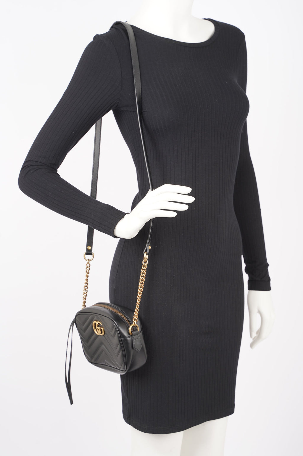 Gucci Womens Marmont Zip Black / Gold Mini