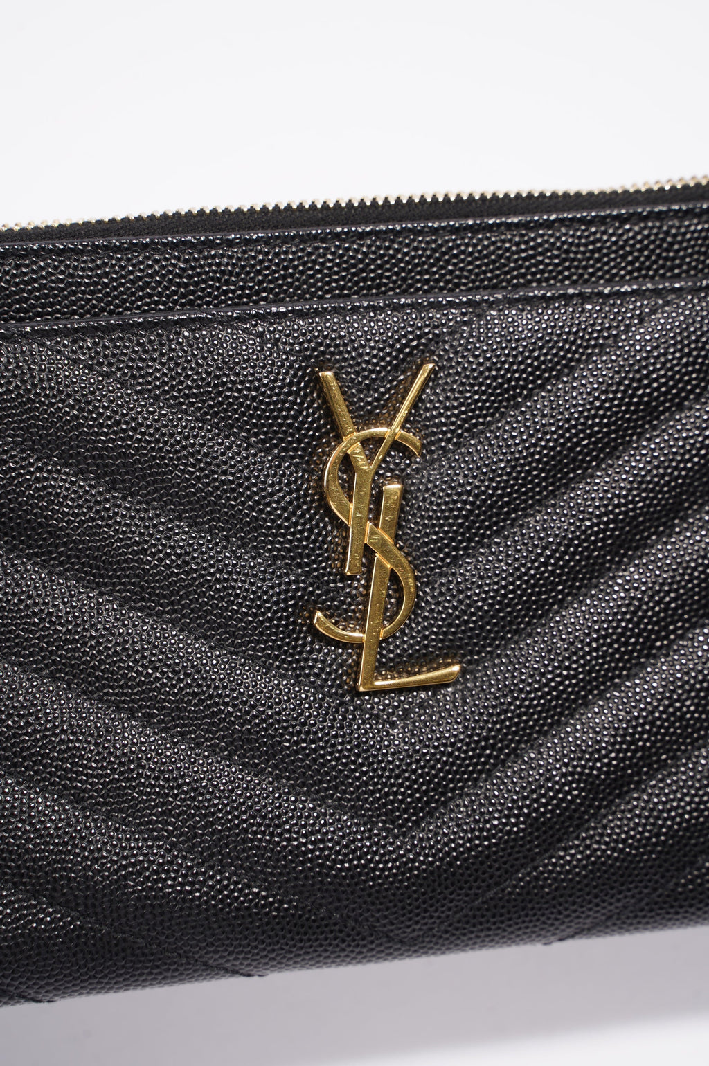 Saint Laurent Cassandre Zipped Pouch Black Leather