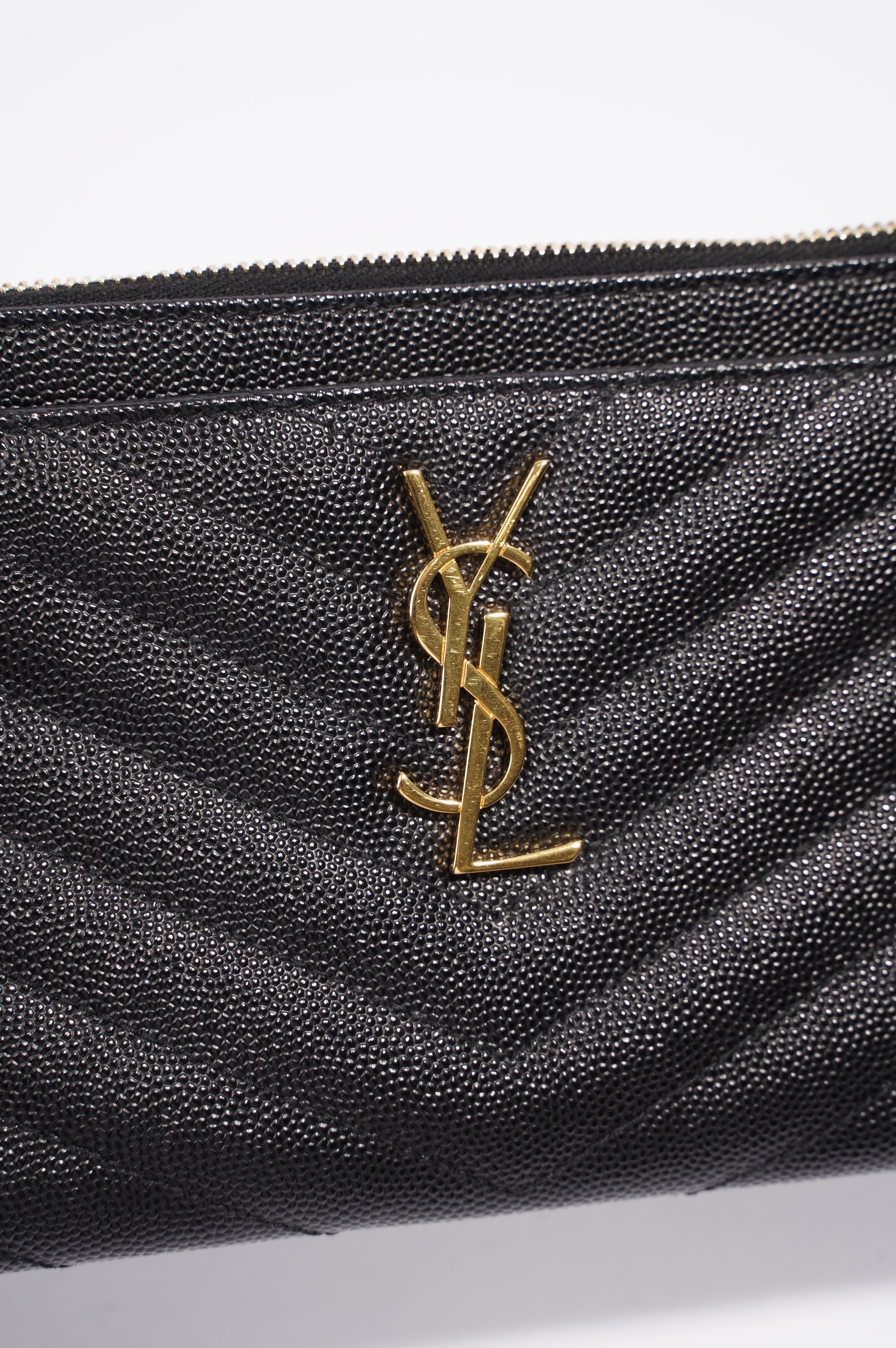 Saint Laurent Cassandre Zipped Pouch Black Leather
