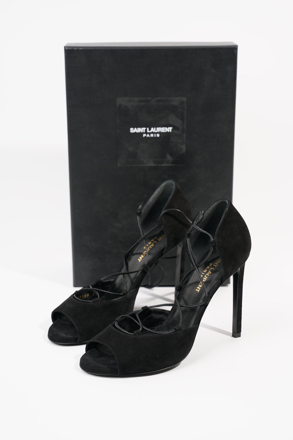 Saint Laurent Womens Strappy Heel Black EU 37 / UK 4