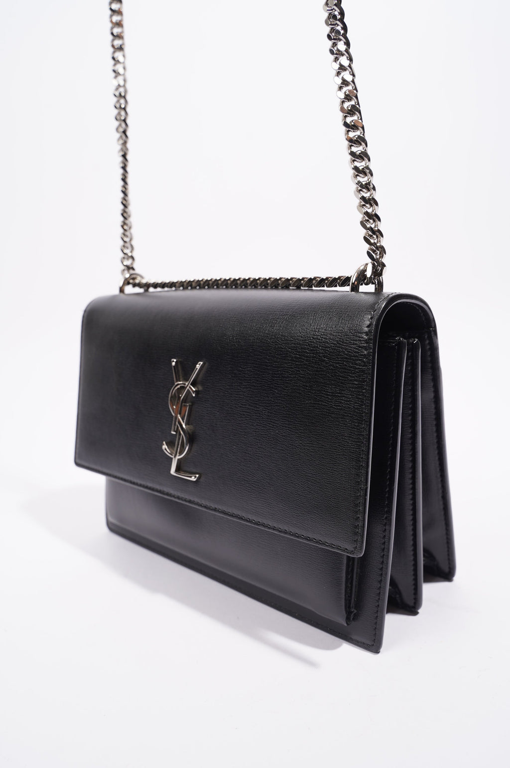 Saint Laurent Womens Sunset Chain Bag Black / Silver Medium