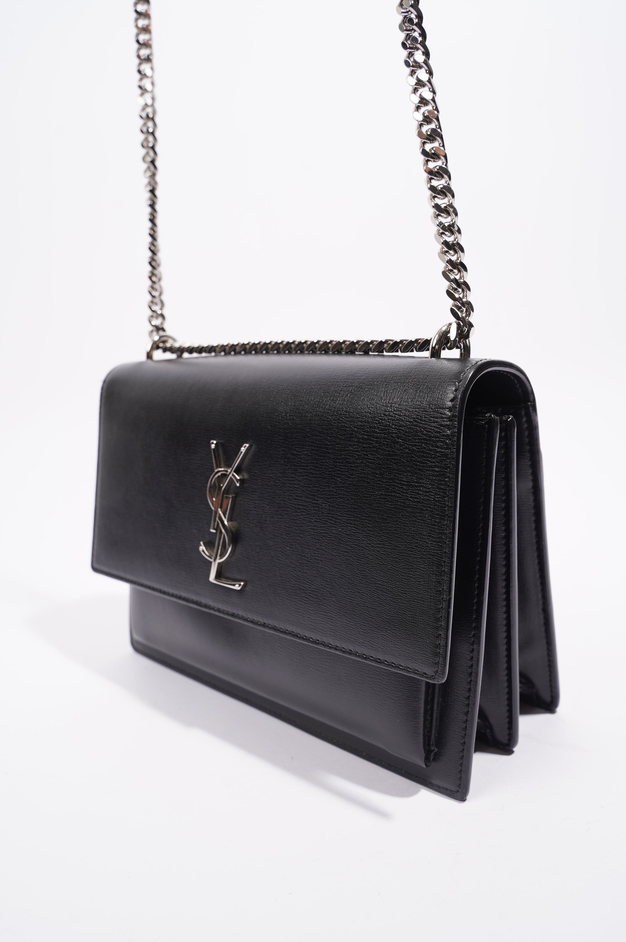 Saint Laurent Womens Sunset Chain Bag Black / Silver Medium