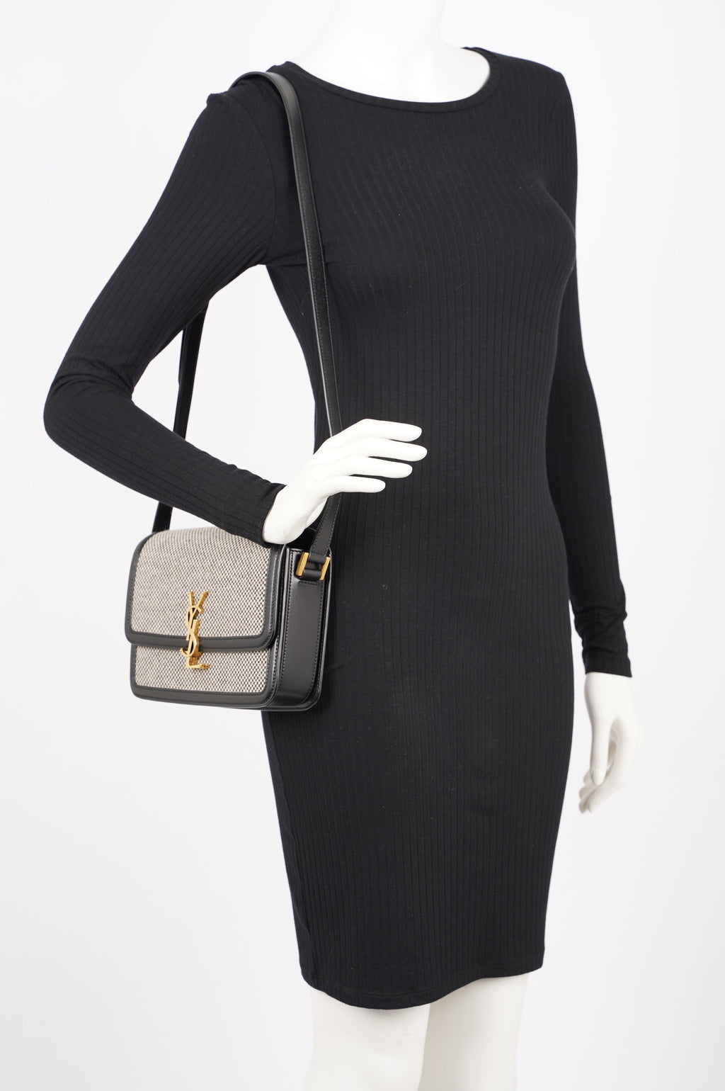 Saint Laurent Womens Solferino Beige / Black Medium