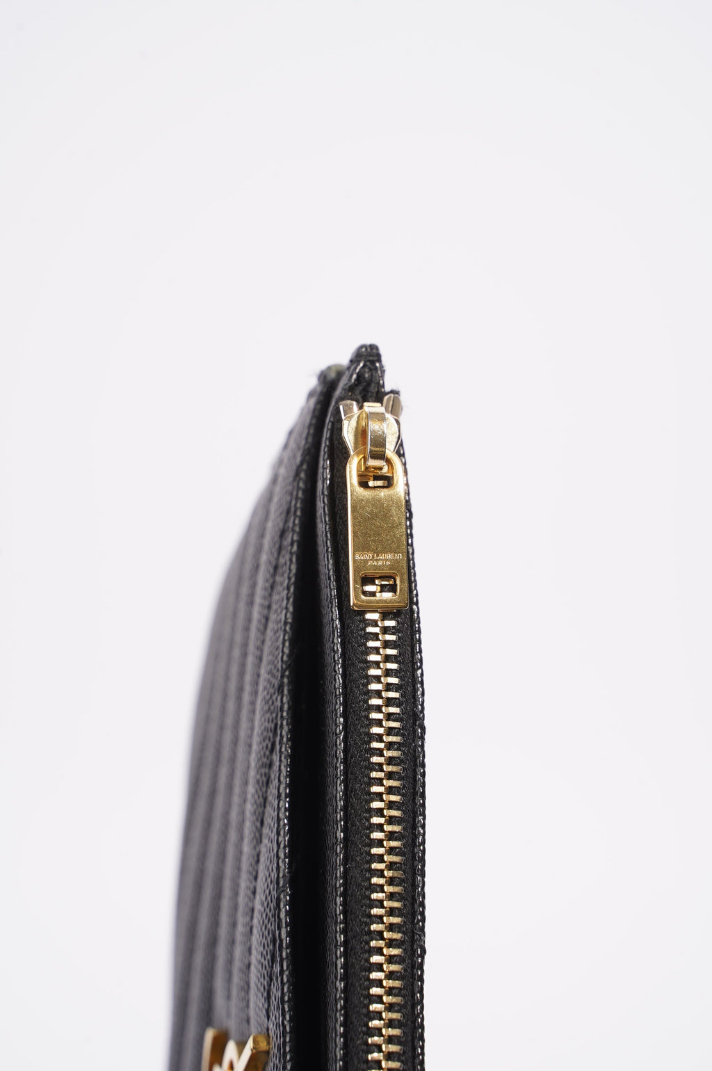 Saint Laurent Cassandre Zipped Pouch Black Leather
