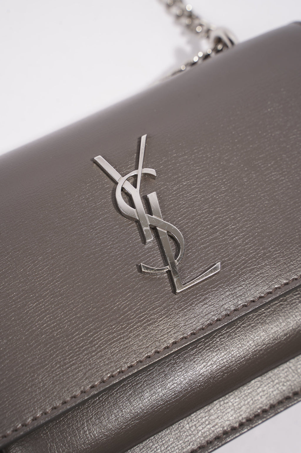 Saint Laurent Sunset Bag Grey Leather Mini