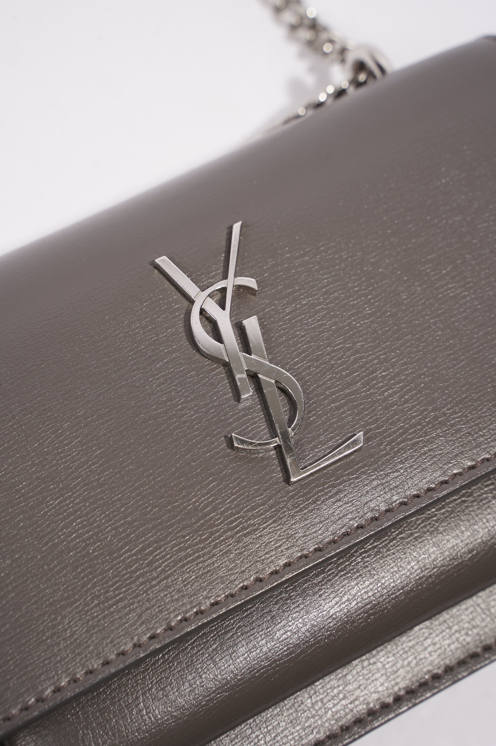 Saint Laurent Sunset Bag Grey Leather Mini