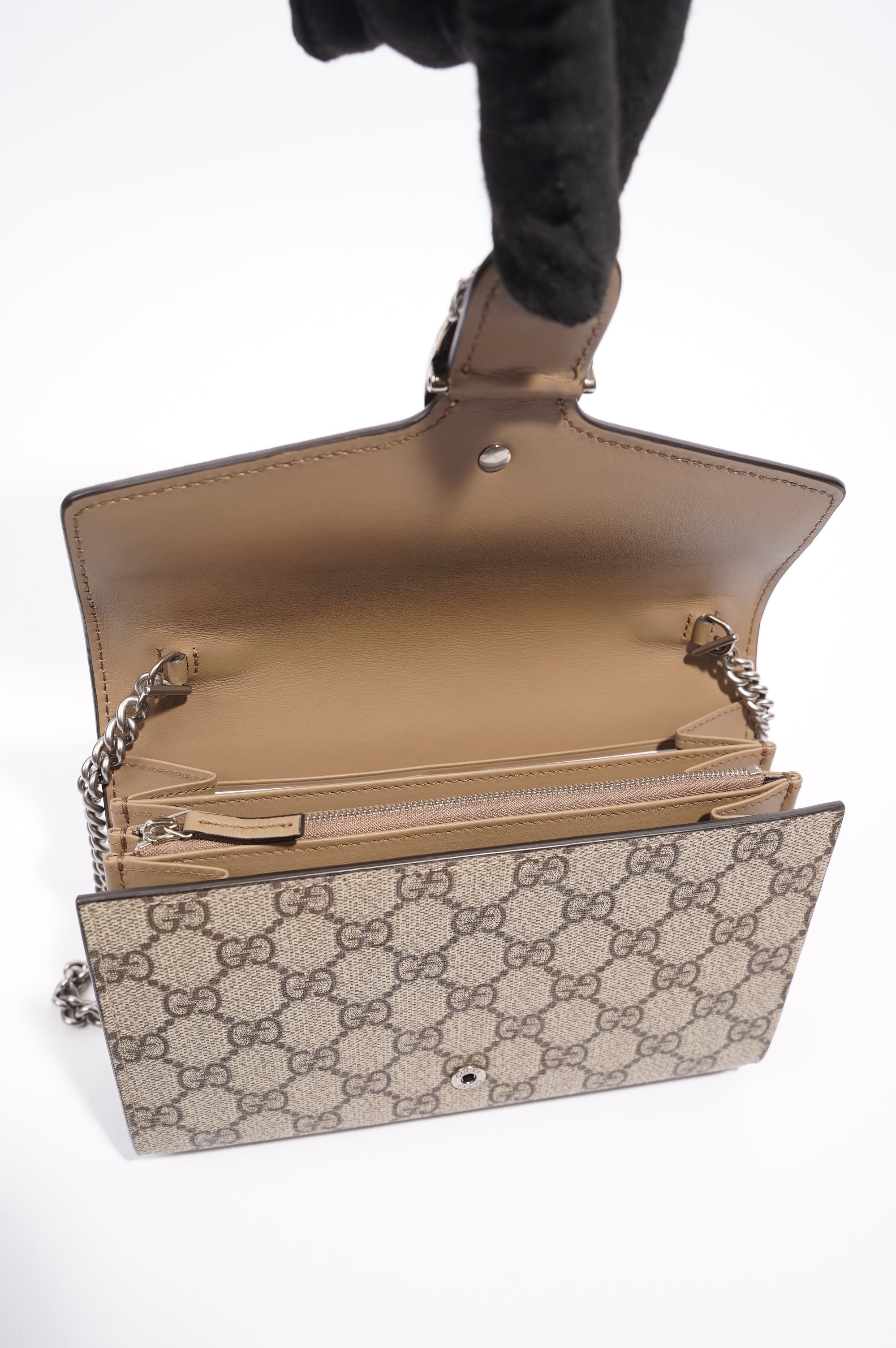 Gucci Dionysus GG Chain Wallet Supreme Canvas