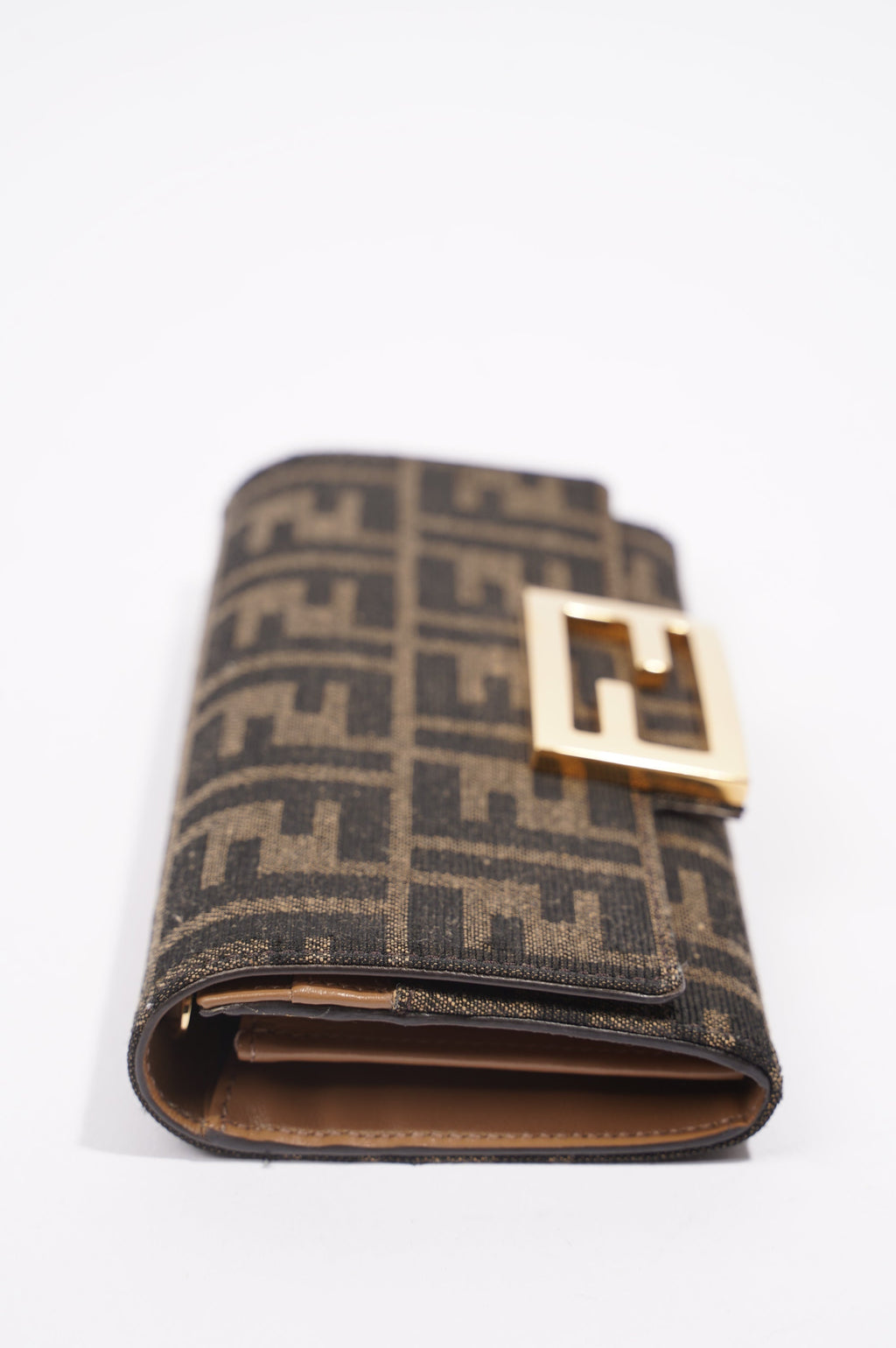 Fendi Womens Continental With Chain Monogram Canvas