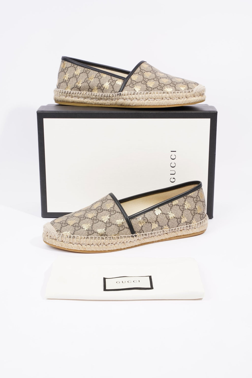 Gucci Mens Bee Espadrilles Beige / Gold EU 42 / UK 8