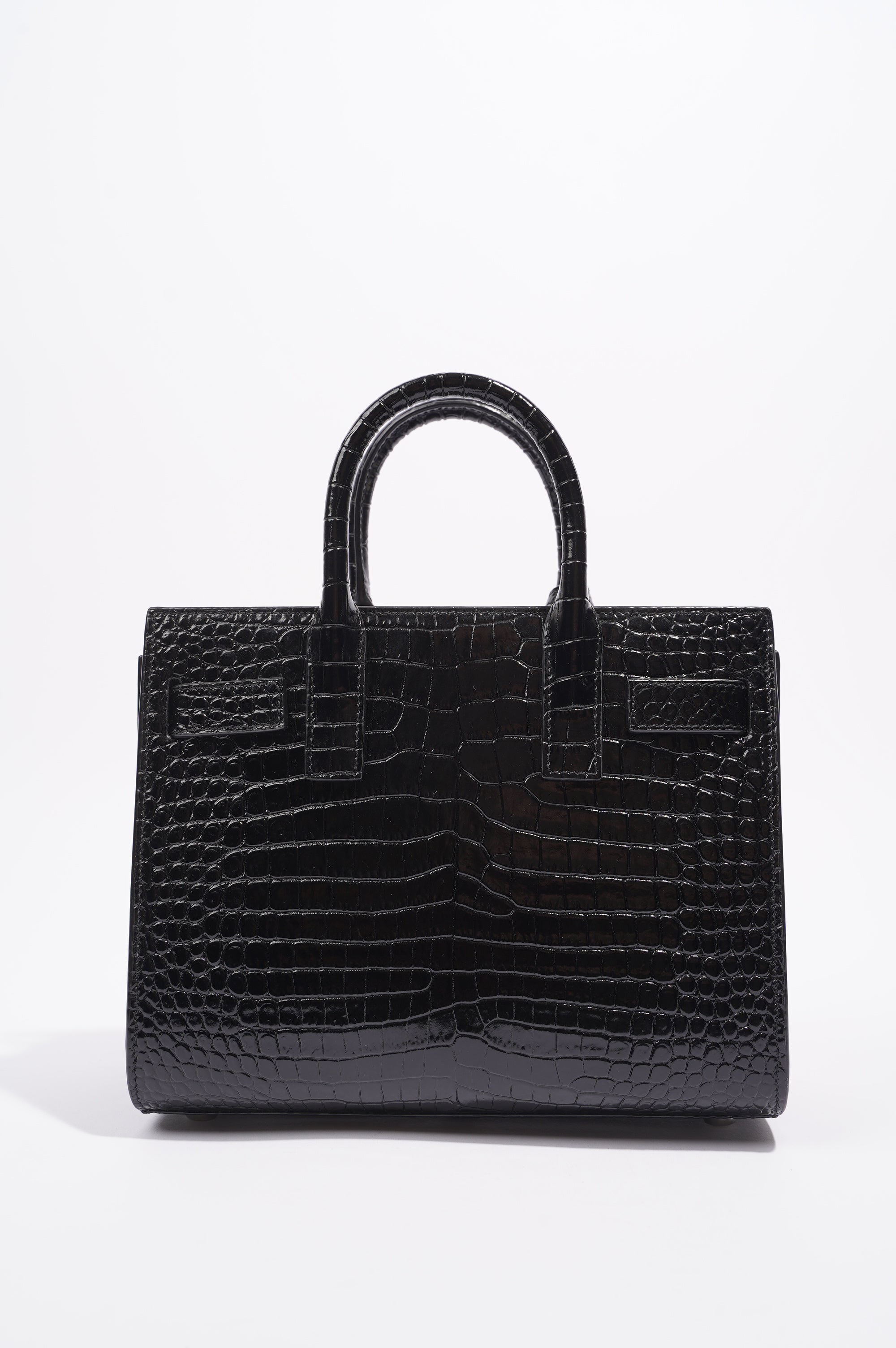 Saint Laurent Womens Sac De Jour Black Embossed Leather Nano