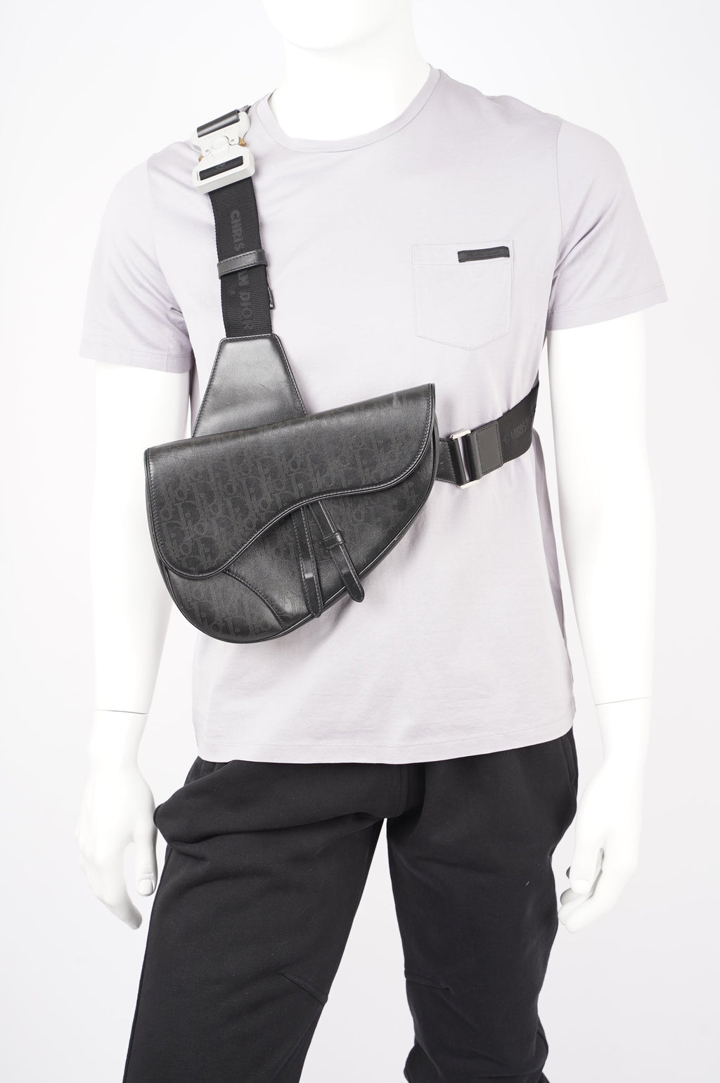 Christian Dior Mens Saddle Bag Black Leather