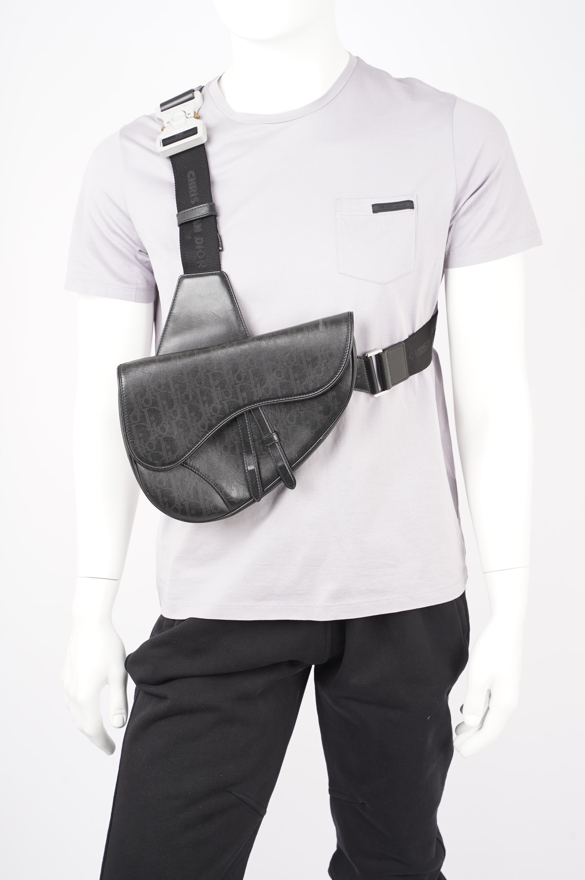 Christian Dior Mens Saddle Bag Black Leather