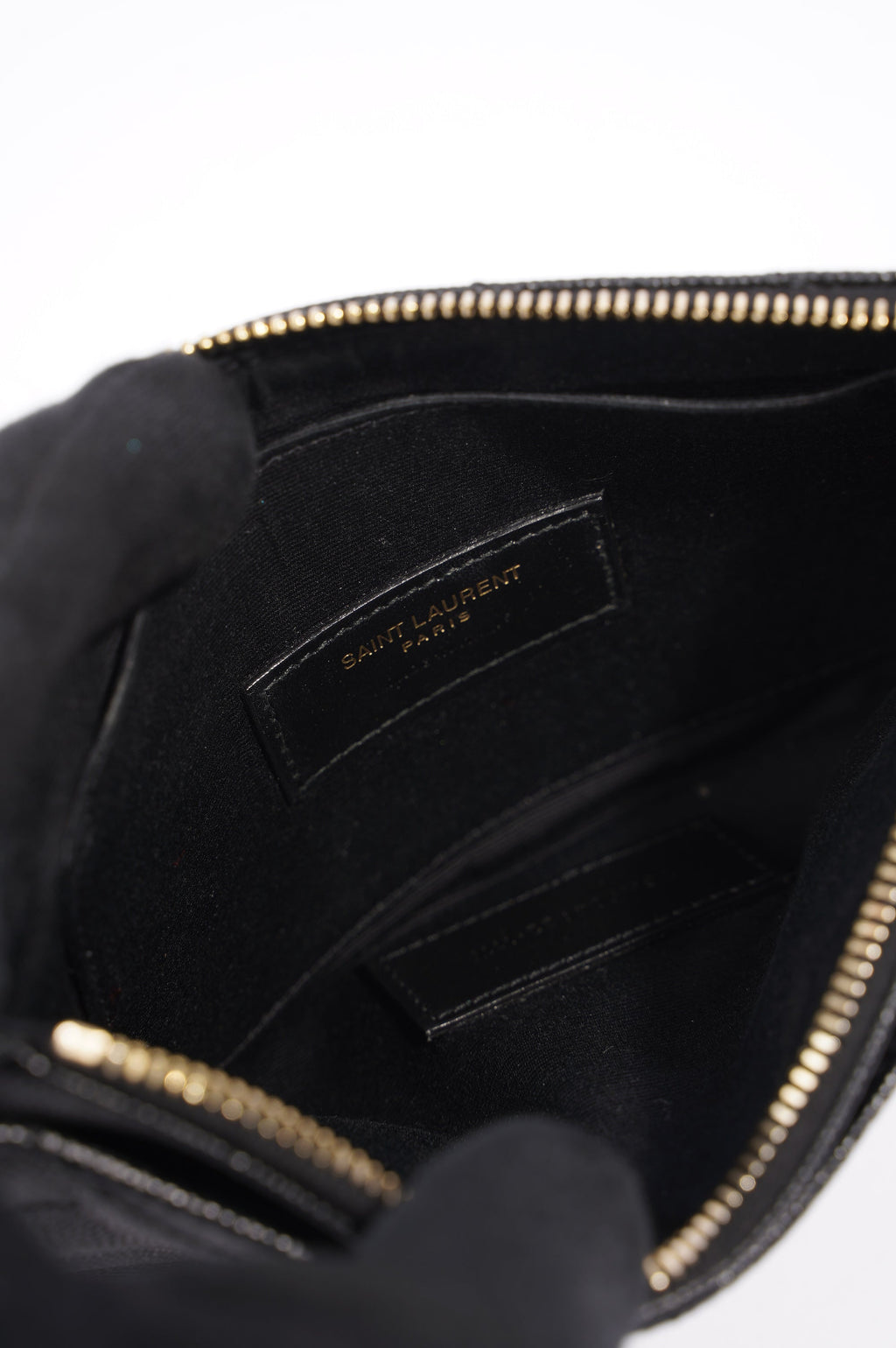 Saint Laurent Cassandre Zipped Pouch Black Leather
