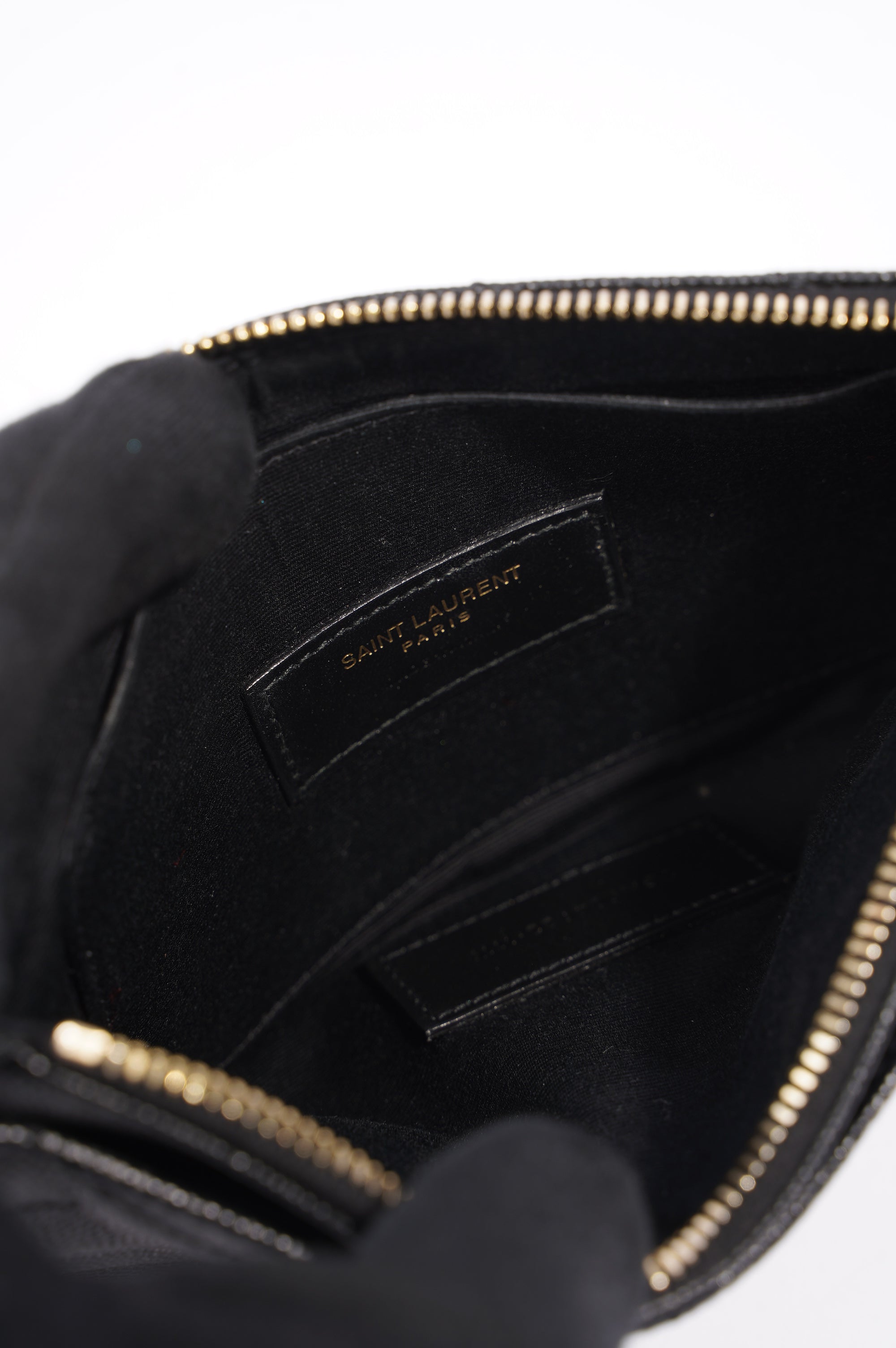 Saint Laurent Cassandre Zipped Pouch Black Leather