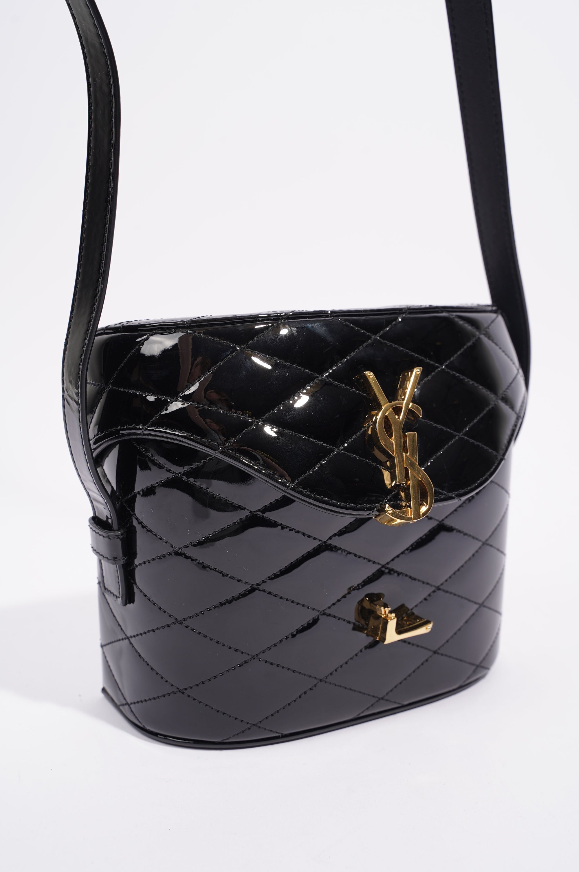 Saint Laurent Womens June Bag Patent Black