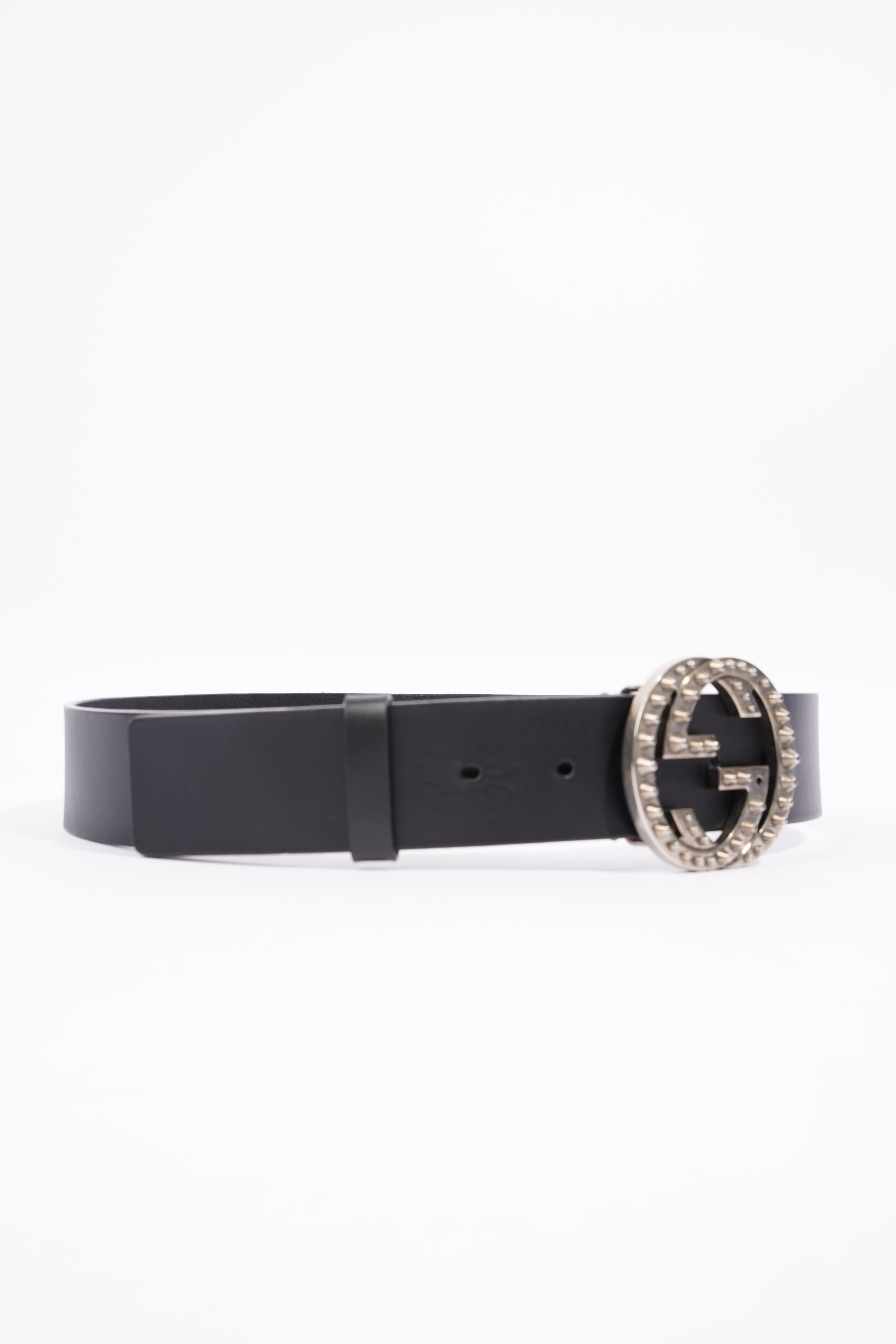 Gucci Oversized Interlock GG Belt Black Leather 30