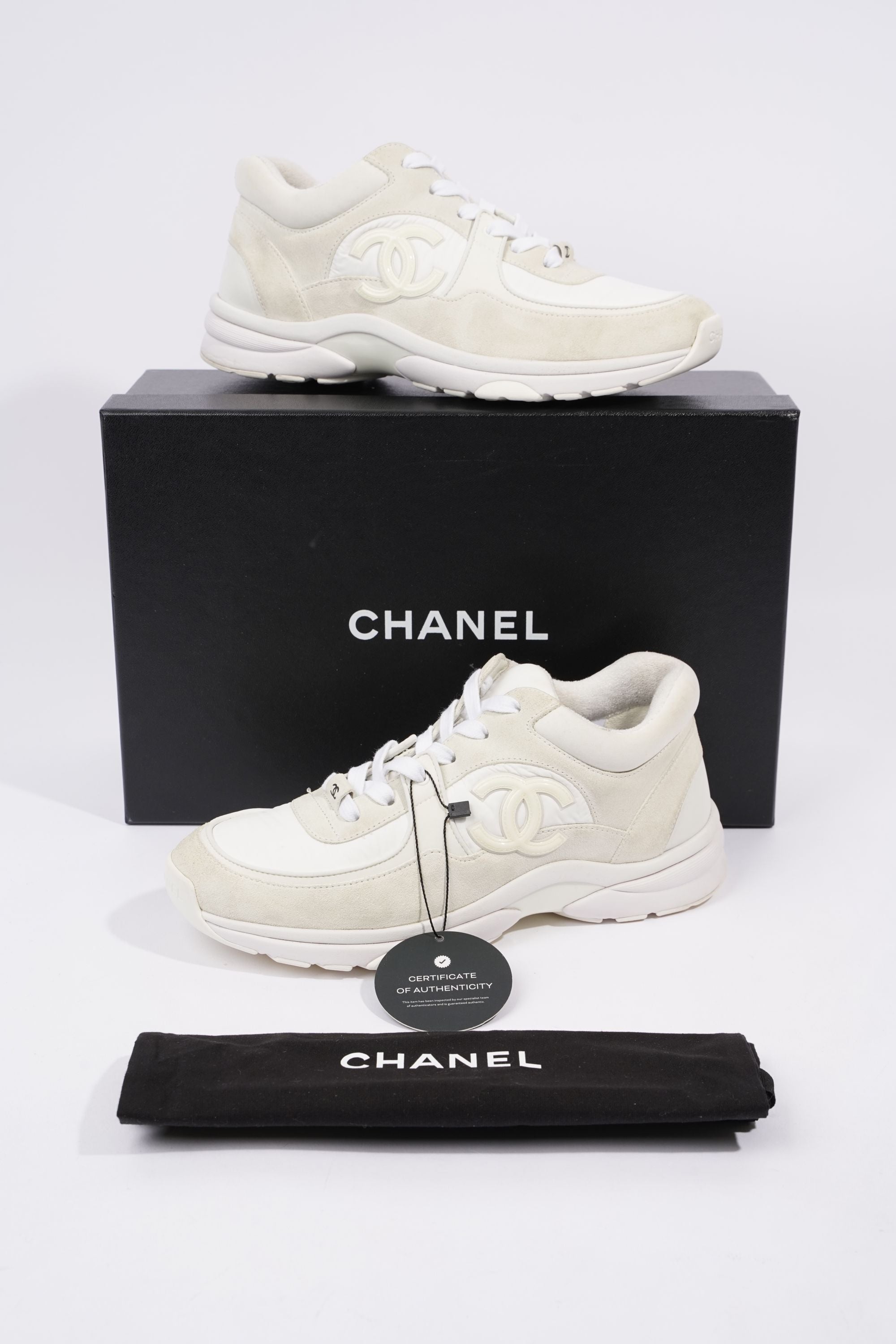 Chanel Womens CC Runners White / Cream EU 38.5 / UK 5.5