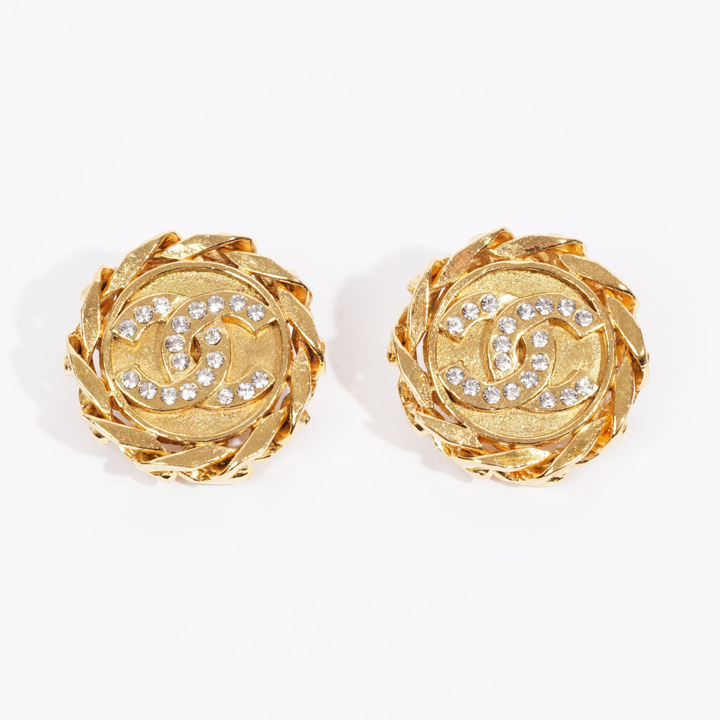 Chanel Logo Earrings Gold Gold Plated
