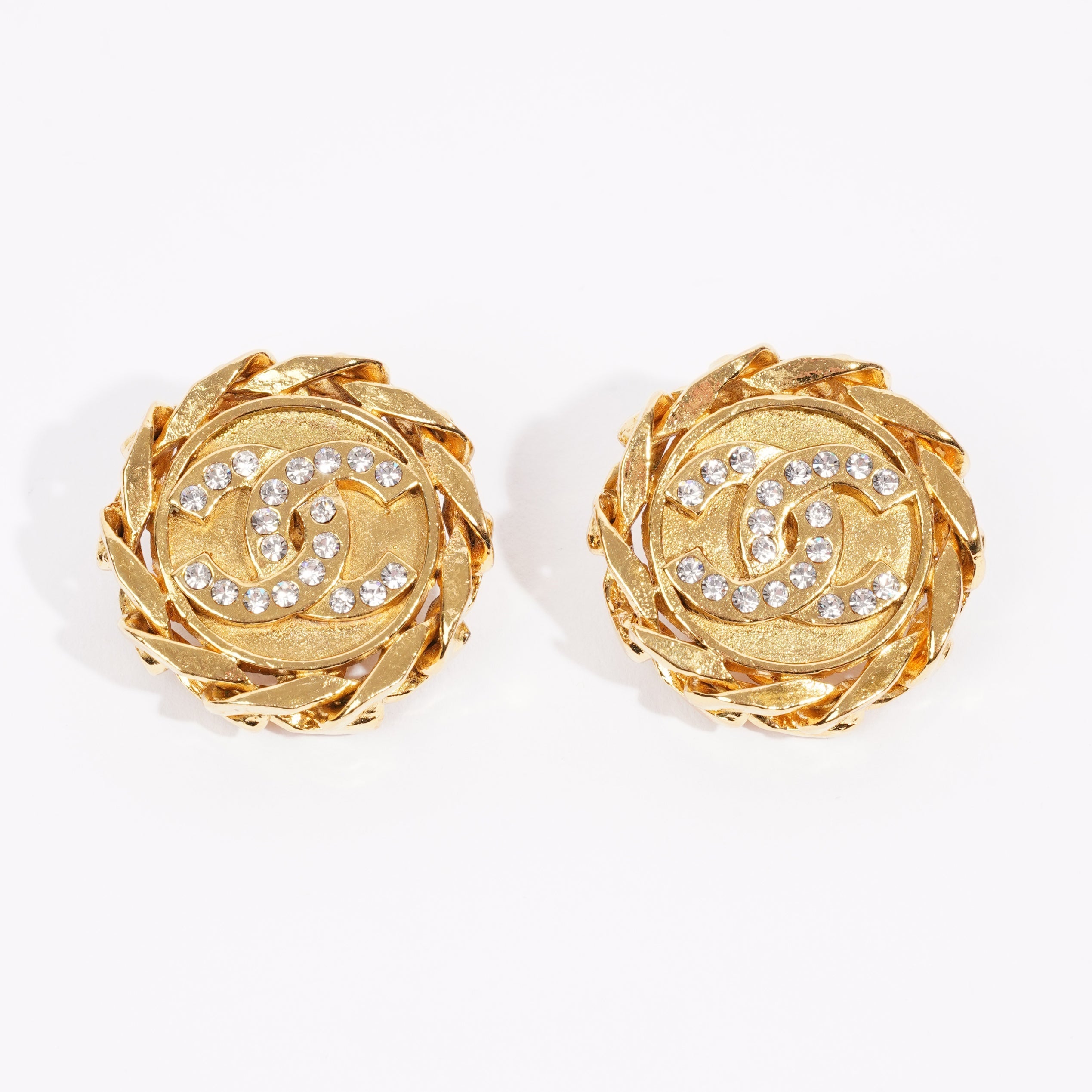 Chanel Logo Earrings Gold Gold Plated