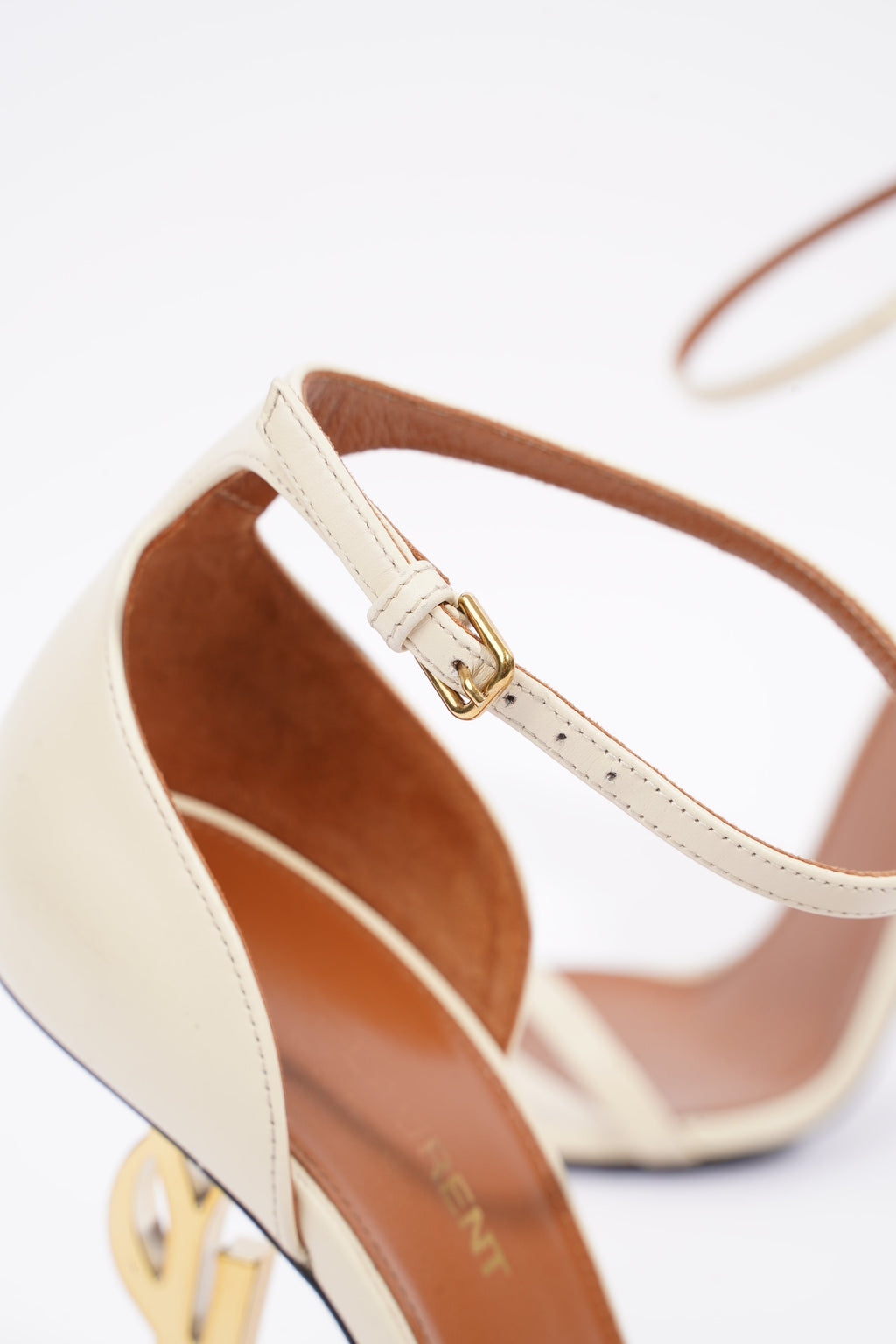 Saint Laurent Womens Opyum Sandals Cream EU 37.5 / UK 4.5