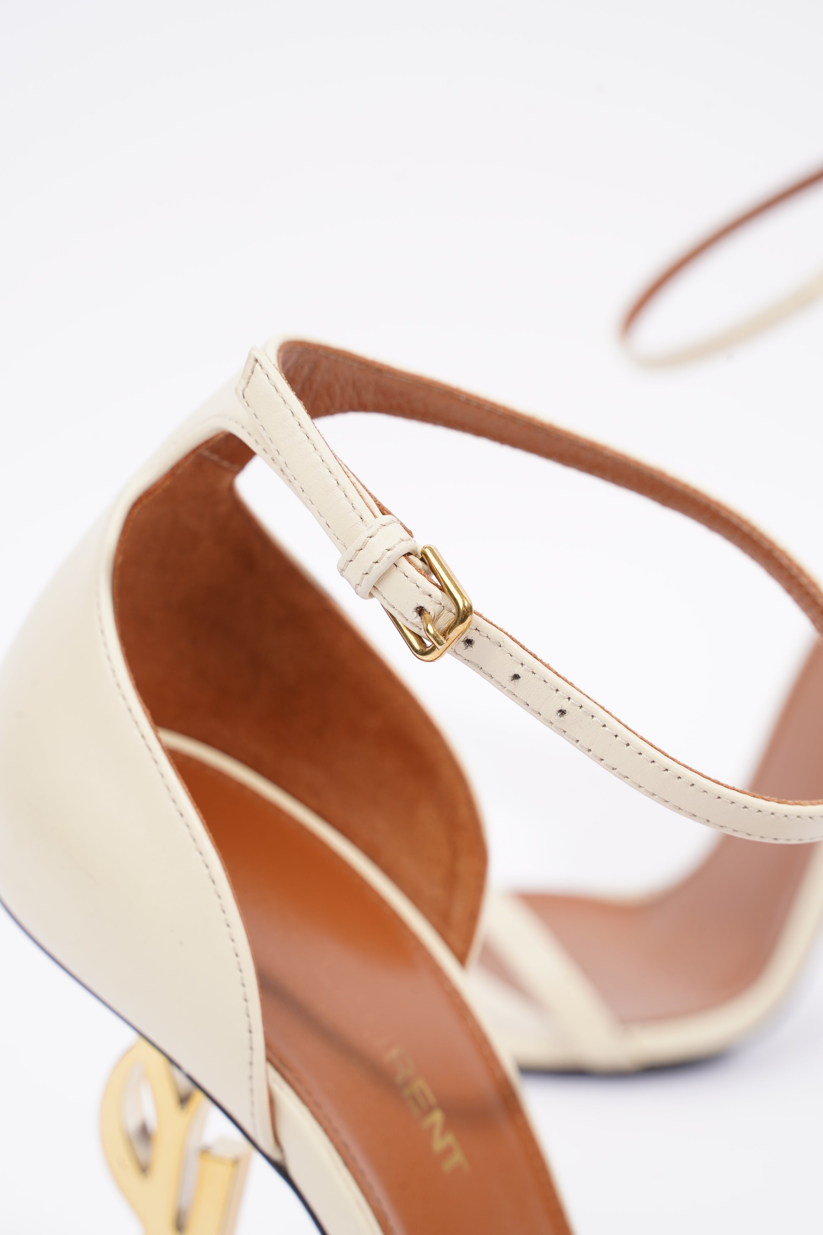 Saint Laurent Womens Opyum Sandals Cream EU 37.5 / UK 4.5