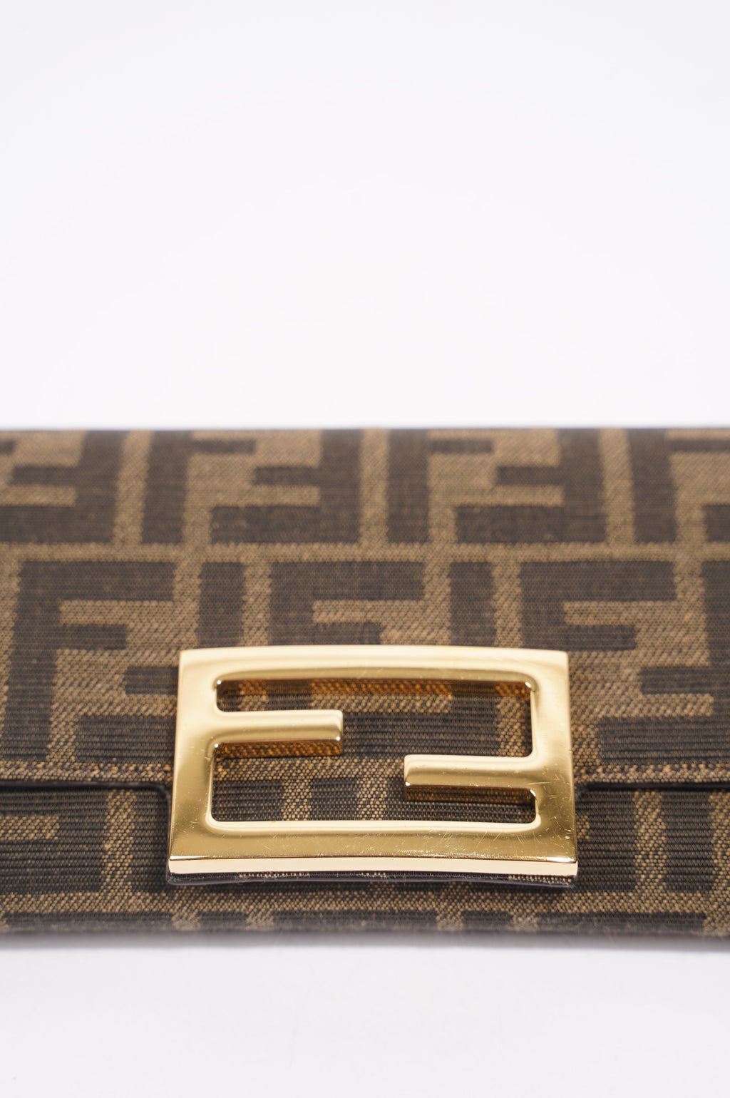 Fendi Womens Continental With Chain Monogram Canvas