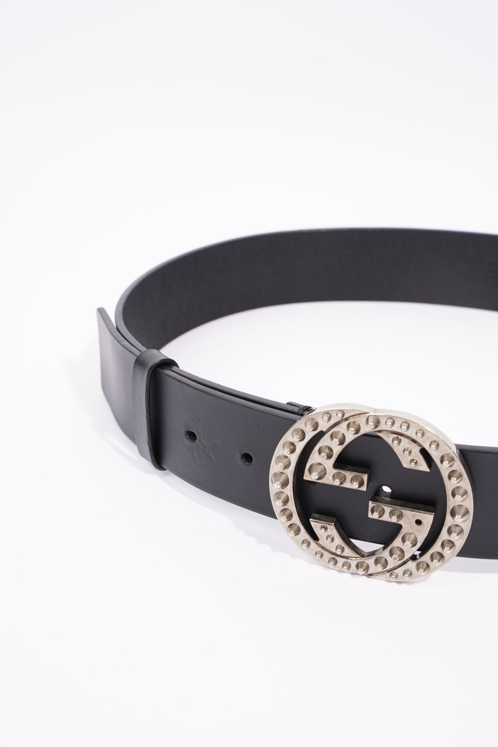 Gucci Oversized Interlock GG Belt Black Leather 30