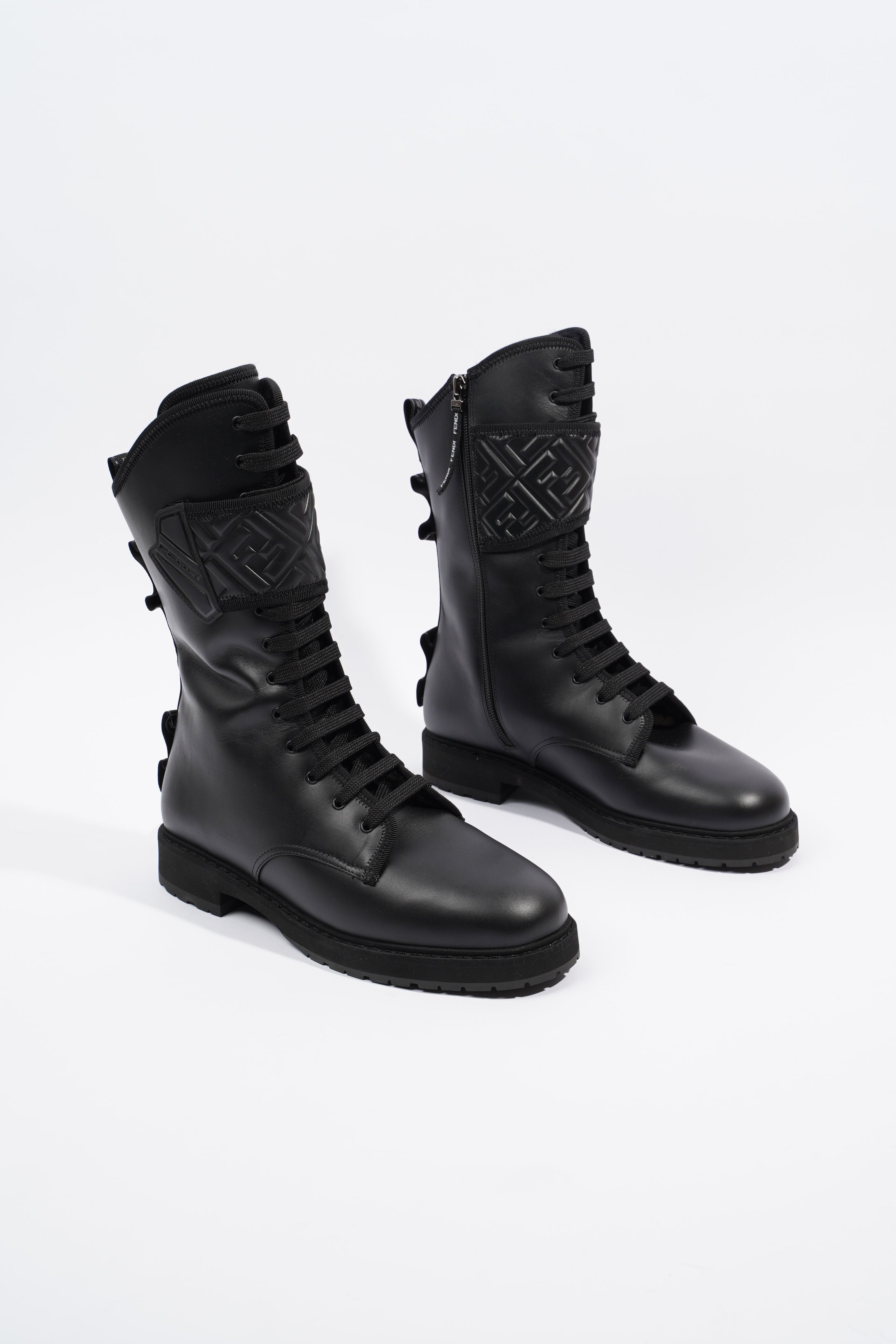 Fendi Womens Biker Boot Black Leather EU 39 / UK 6